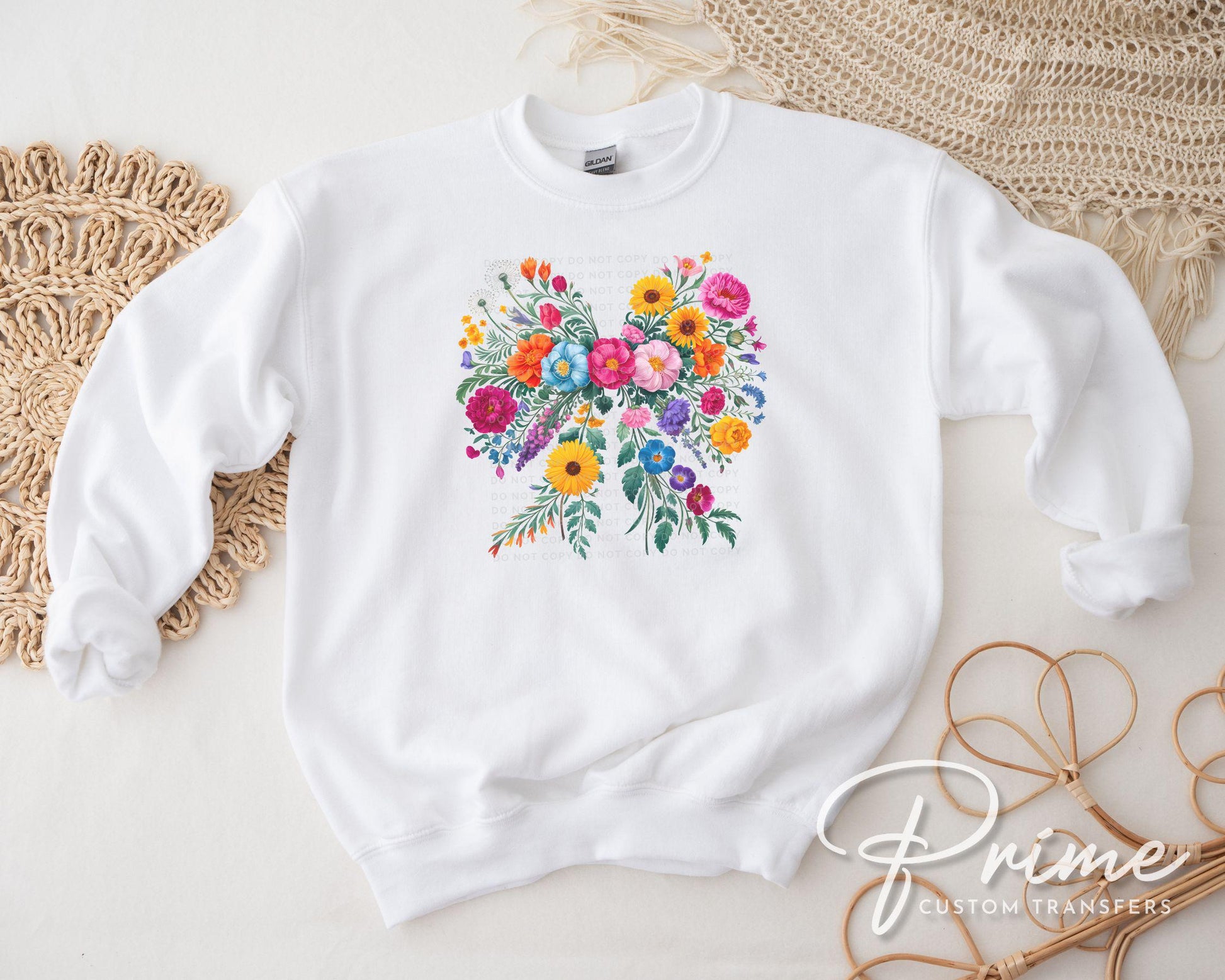 Wildflower Coquette Bow DTF Transfers, Ready to Press, T-shirt Transfers, Heat Transfer, Direct to Film, Cold Peel, Spring, Summer, Flowers