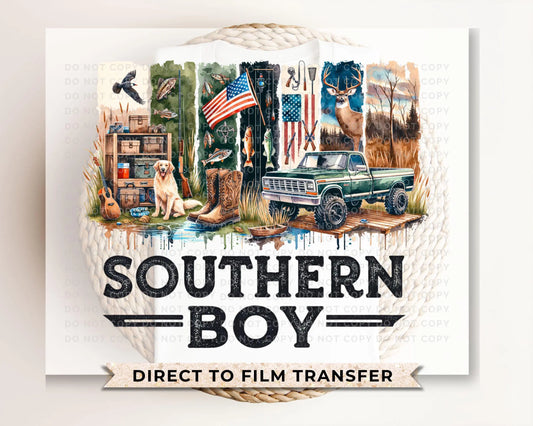 Southern Boy DTF Transfers, Ready to Press, T-shirt Transfers, Heat Transfer, Direct to Film, Gift for Dad, Camouflage, Father's Day Gift