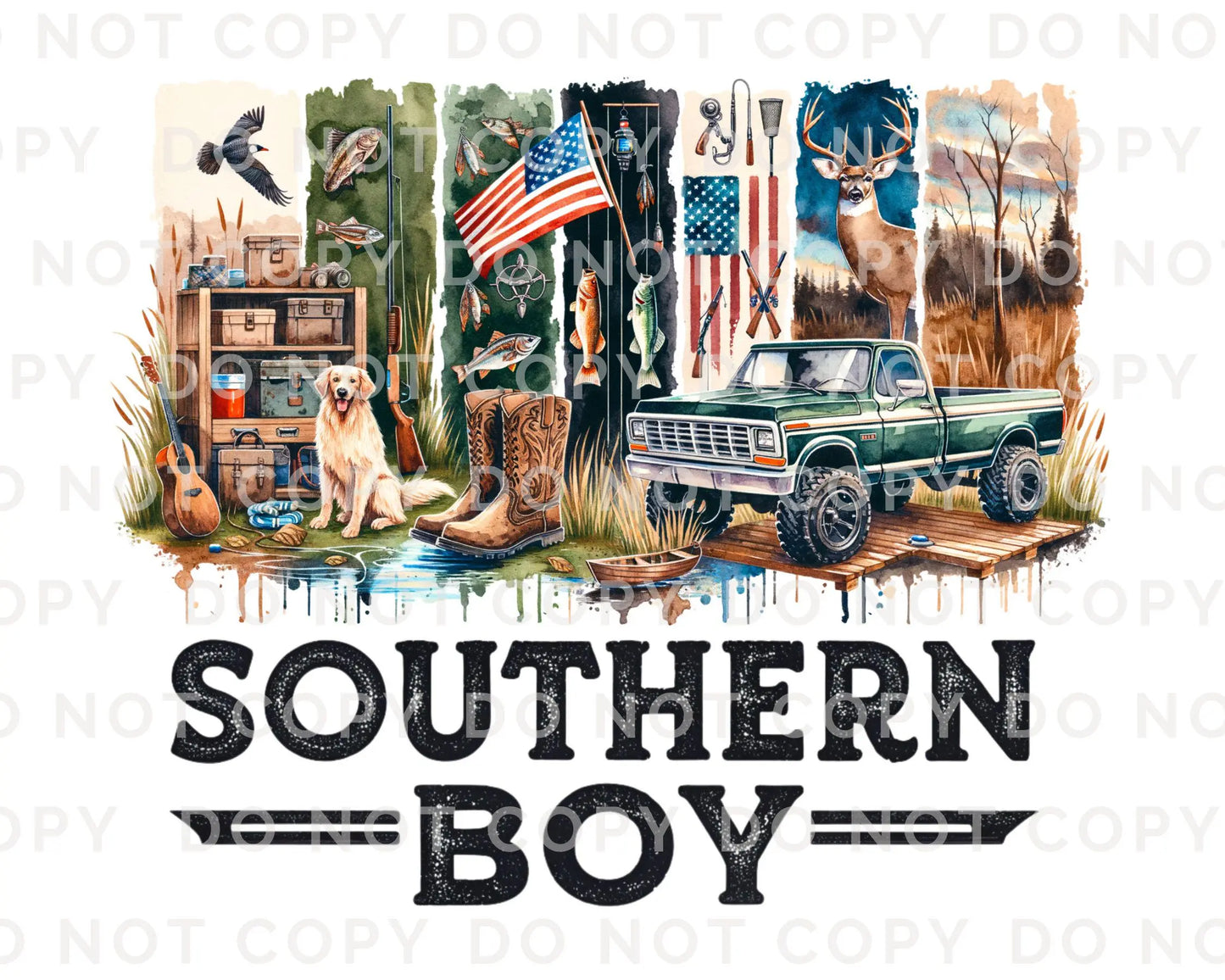 Southern Boy DTF Transfers, Ready to Press, T-shirt Transfers, Heat Transfer, Direct to Film, Gift for Dad, Camouflage, Father's Day Gift