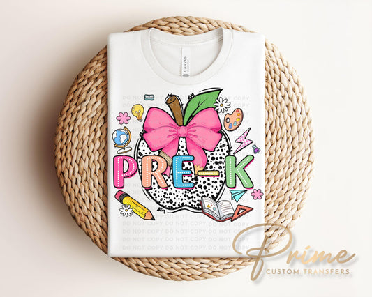 Back to School DTF Transfer, Ready to Press, T-shirt Transfer, Heat Transfer, Direct to Film, Kindergarten, Coquette First Day Of School