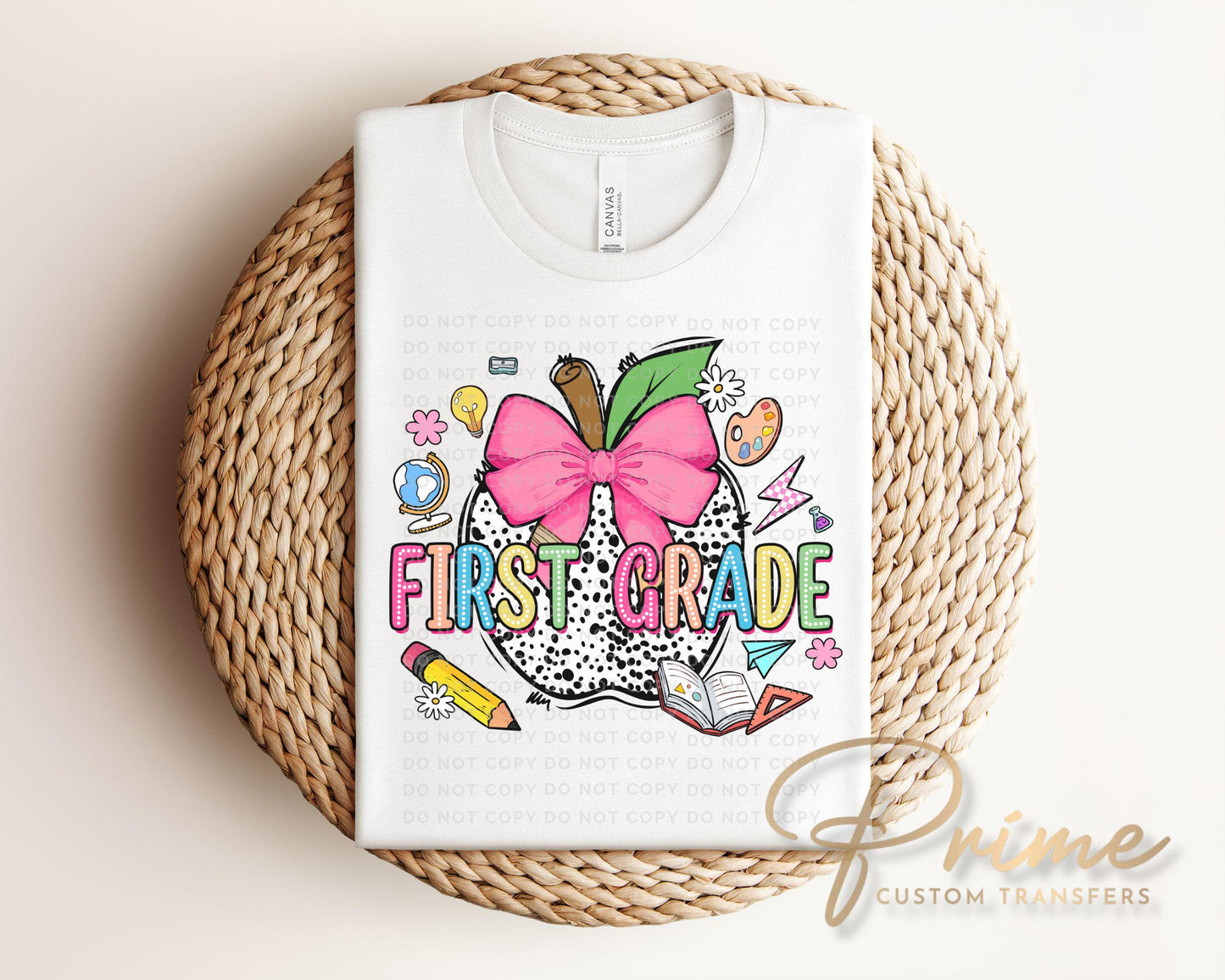 Back to School DTF Transfer, Ready to Press, T-shirt Transfer, Heat Transfer, Direct to Film, Coquette First Day Of School, First Grade