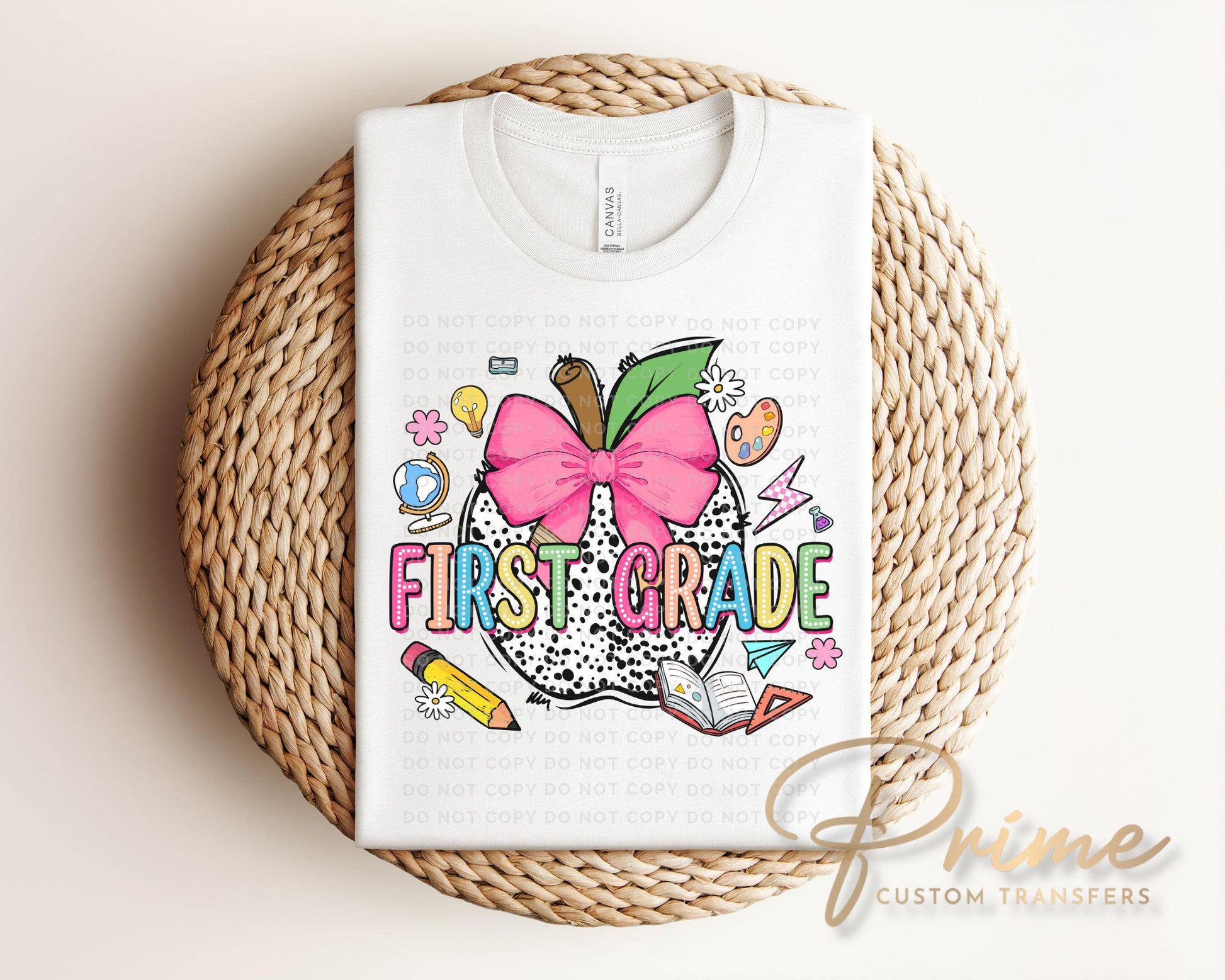 Back to School DTF Transfer, Ready to Press, T-shirt Transfer, Heat Transfer, Direct to Film, Coquette First Day Of School, First Grade