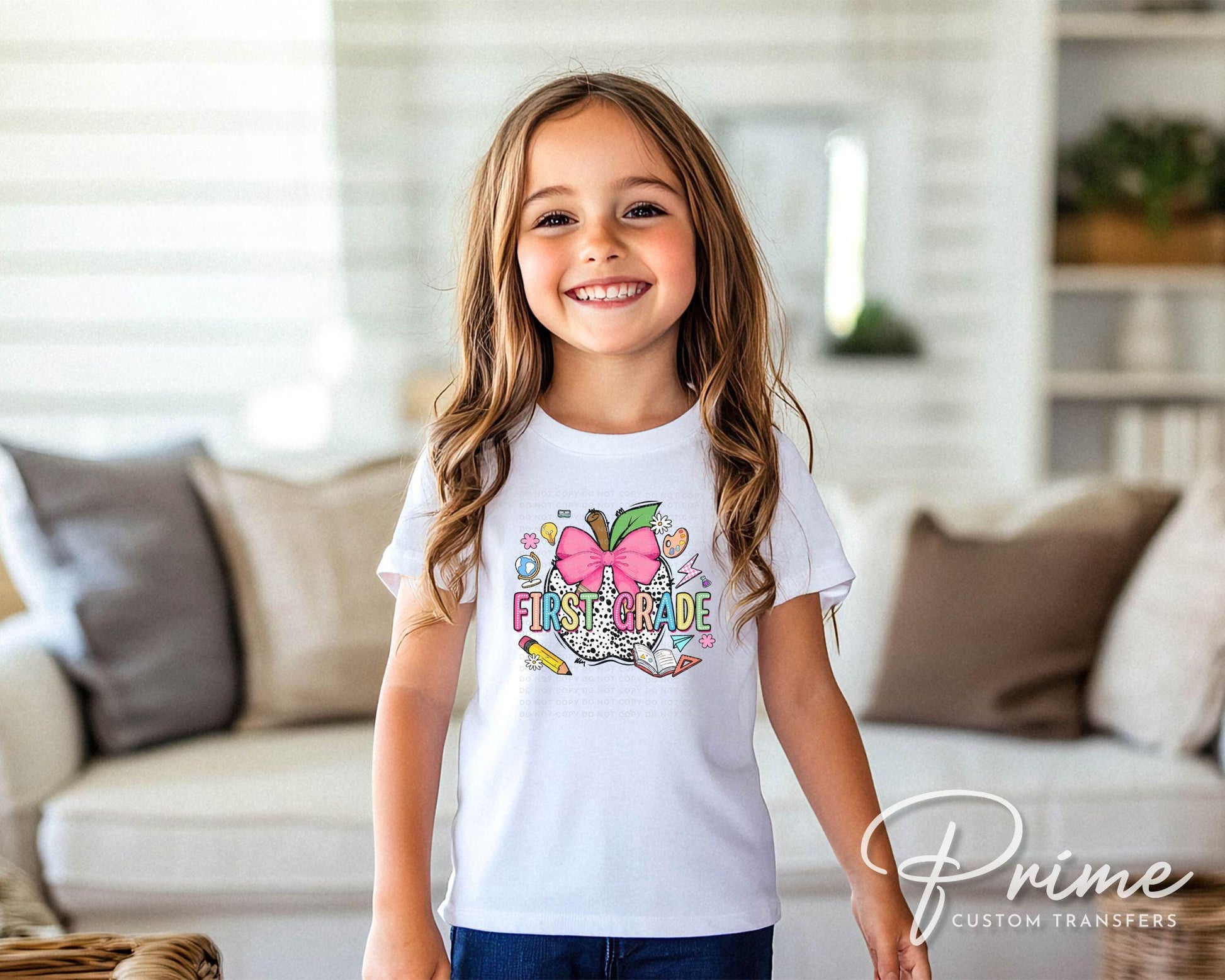 Back to School DTF Transfer, Ready to Press, T-shirt Transfer, Heat Transfer, Direct to Film, Coquette First Day Of School, First Grade