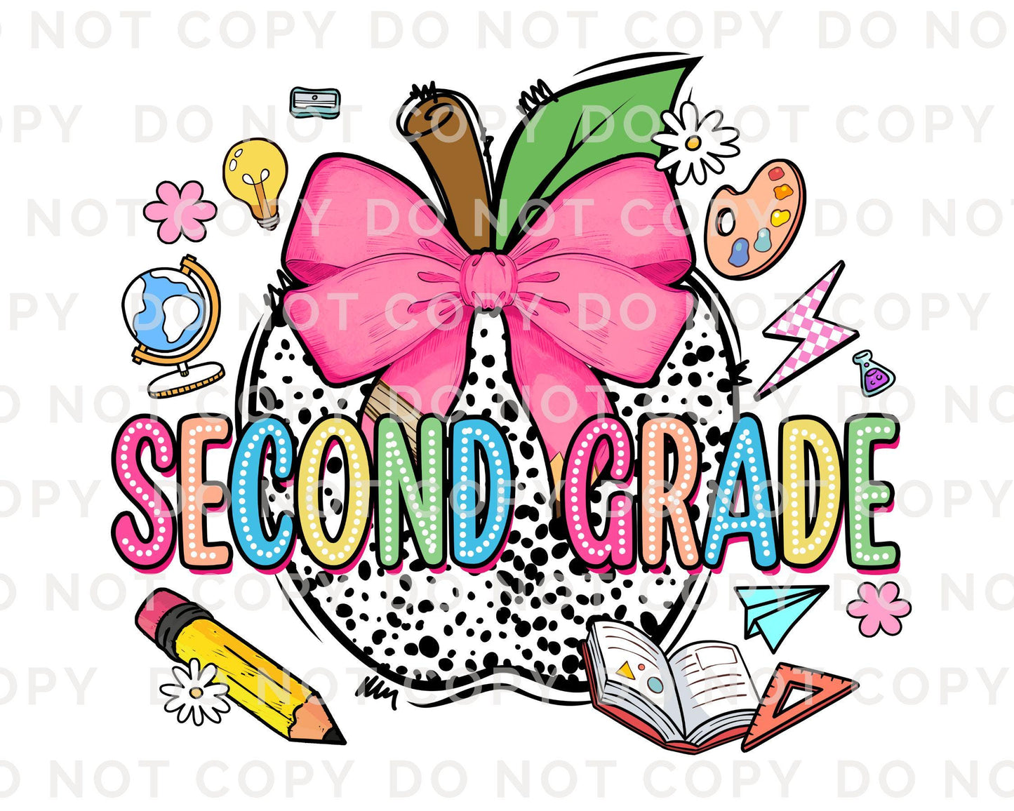 Back to School DTF Transfer, Ready to Press, T-shirt Transfer, Heat Transfer, Direct to Film, Coquette First Day Of School, Second Grade