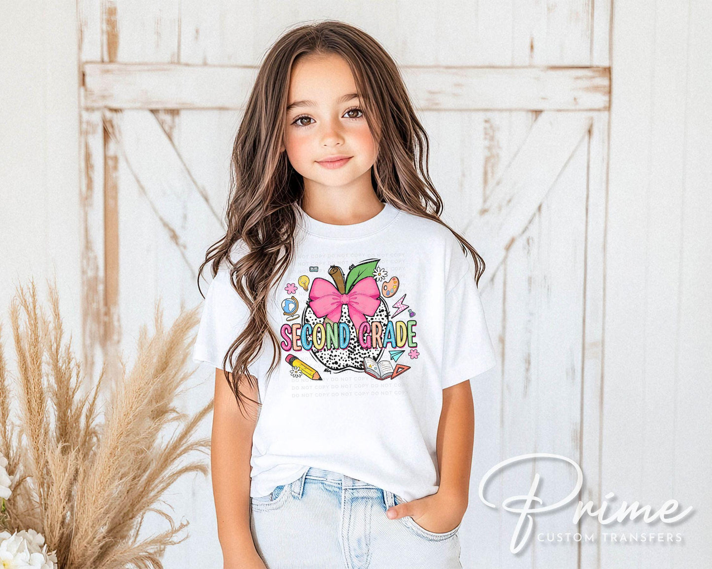 Back to School DTF Transfer, Ready to Press, T-shirt Transfer, Heat Transfer, Direct to Film, Coquette First Day Of School, Second Grade