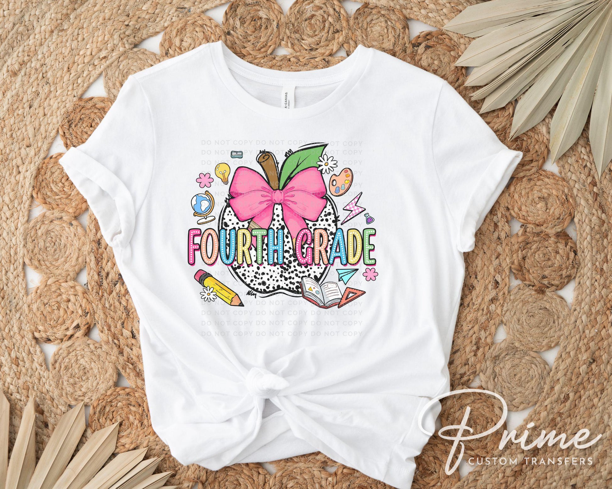 Back to School DTF Transfer, Ready to Press, T-shirt Transfer, Heat Transfer, Direct to Film, Coquette First Day Of School, Fourth Grade