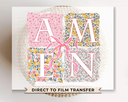Coquette Amen DTF Transfer, Ready to Press, T-shirt Transfer, Heat Transfer, Direct to Film, Bible Verse, Christian Shirt, Bow, Ribbon