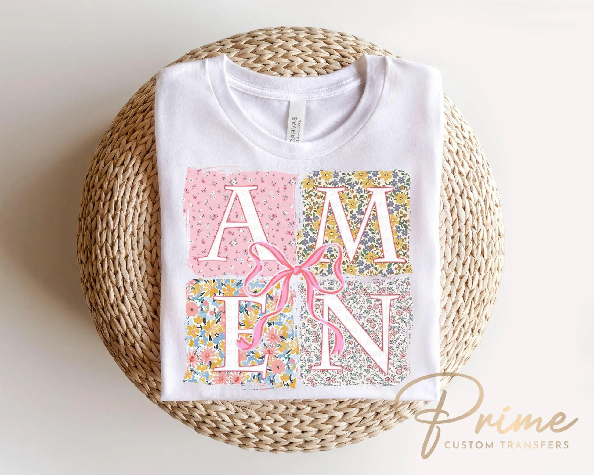 Coquette Amen DTF Transfer, Ready to Press, T-shirt Transfer, Heat Transfer, Direct to Film, Bible Verse, Christian Shirt, Bow, Ribbon