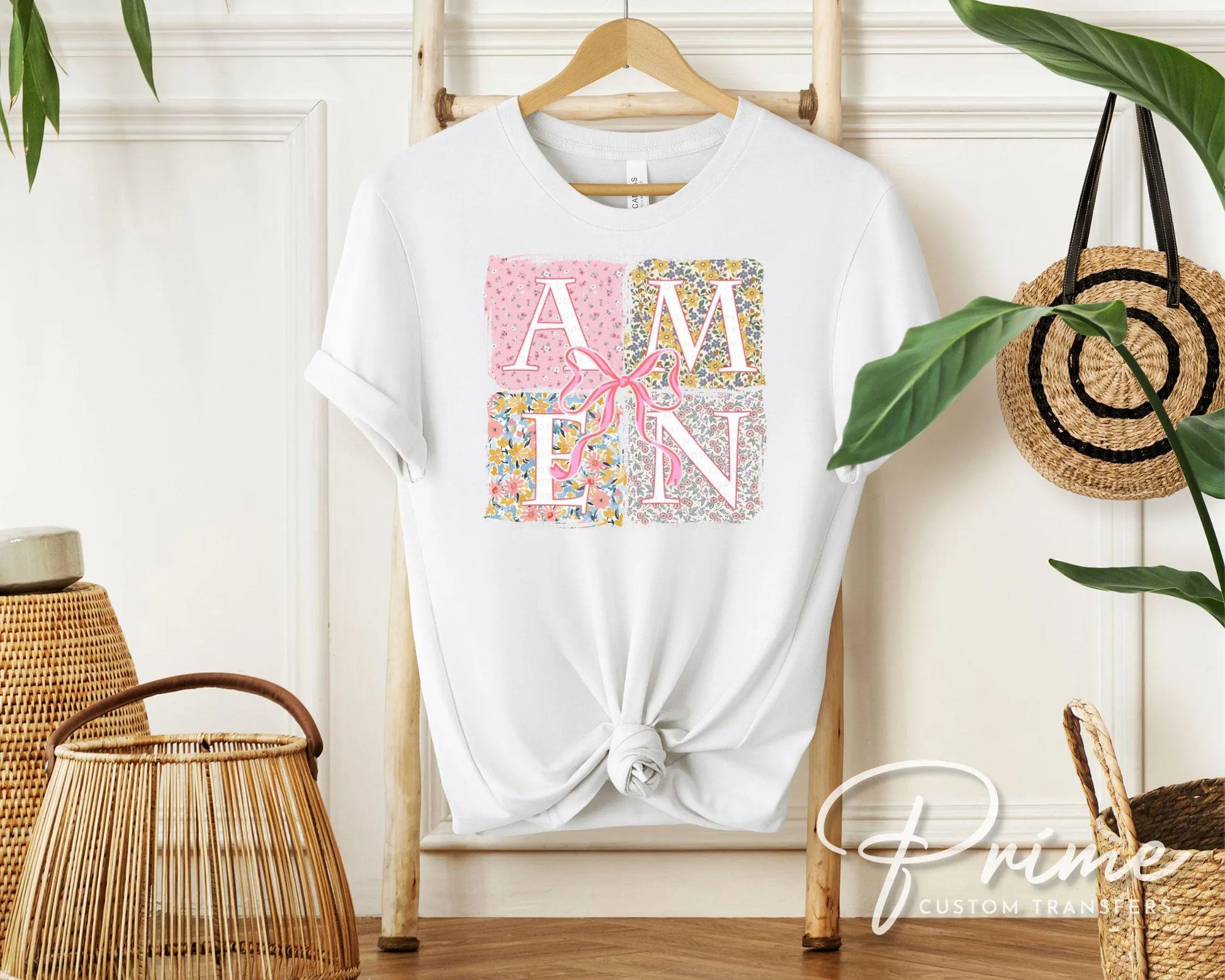 Coquette Amen DTF Transfer, Ready to Press, T-shirt Transfer, Heat Transfer, Direct to Film, Bible Verse, Christian Shirt, Bow, Ribbon