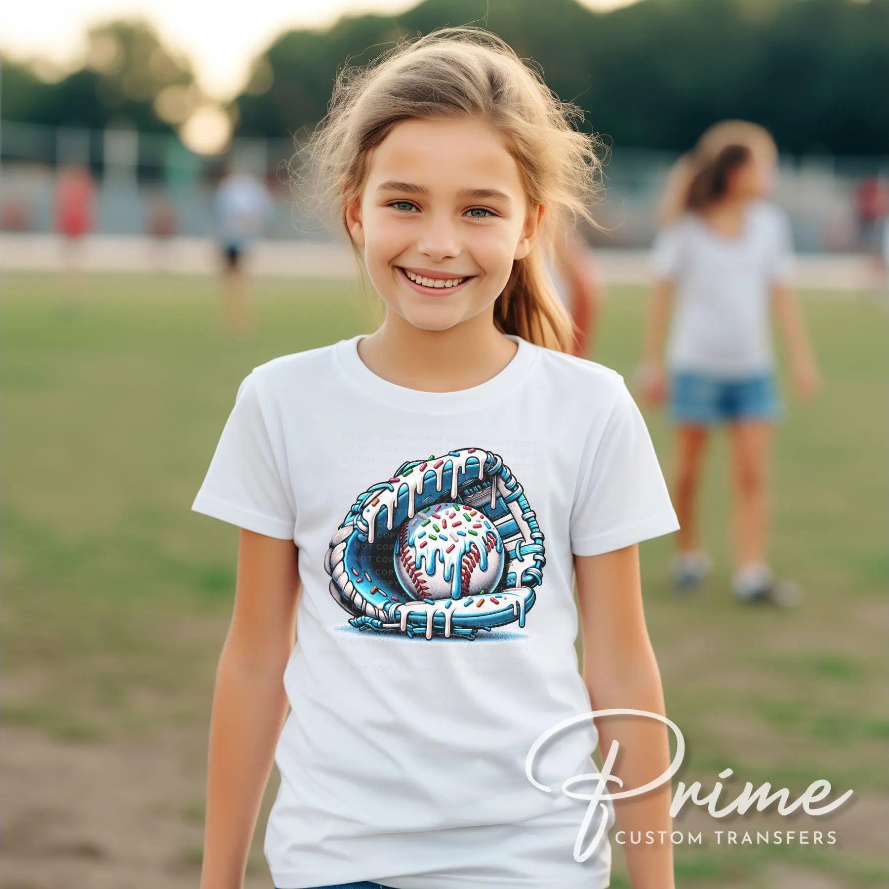 Baseball DTF Transfers, Ready to Press, T-shirt Transfers, Heat Transfer, Direct to Film, Sports Team, Home Plate, Blue Dripping Ice Cream