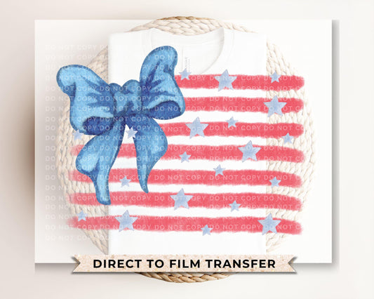4th of July DTF Transfer, Ready to Press, T-shirt Transfer, Heat Transfer, Direct to Film, Sublimation, Memorial Day Star, American Flag Bow