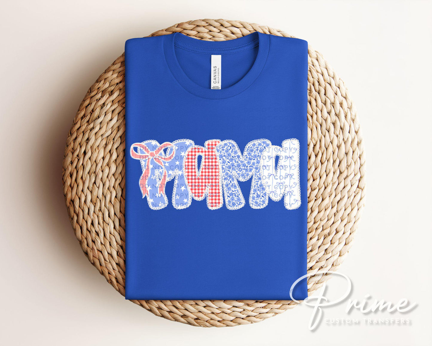 4th of July DTF Transfer, Ready to Press, T-shirt Transfers, Sublimation, Direct to Film, USA, Ribbon, Bows, USA, Coquette Faux Lace Mama