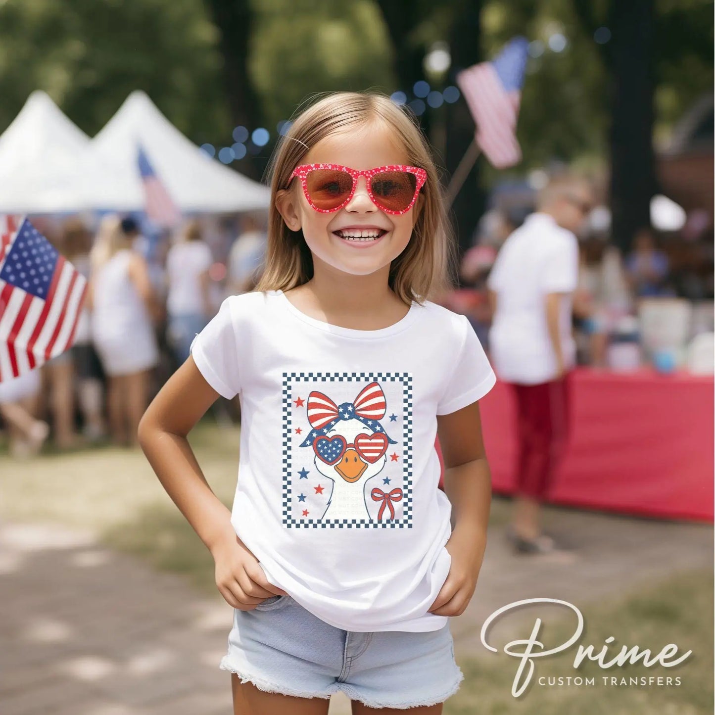 Girl Silly Goose, DTF Transfers, Ready to Press, T-shirt Transfers, Heat Transfer, Direct to Film, 4th of July Kids Patriotic Shirt, Summer