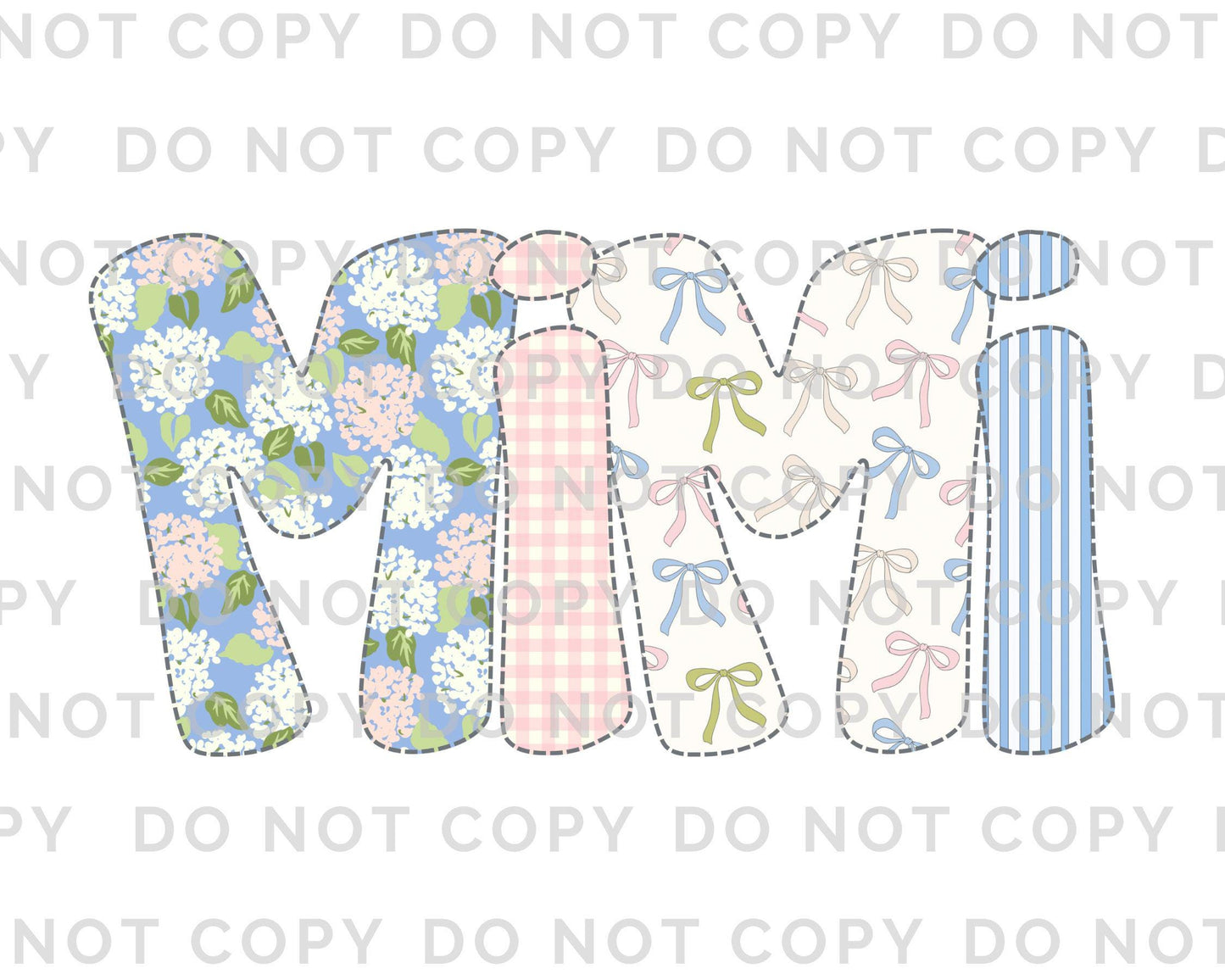 Faux Quilted Coquette Mimi DTF Transfer, Ready to Press, T-shirt Transfer, Heat Transfer, Direct to Film, Spring, Girly, Floral Mother's Day