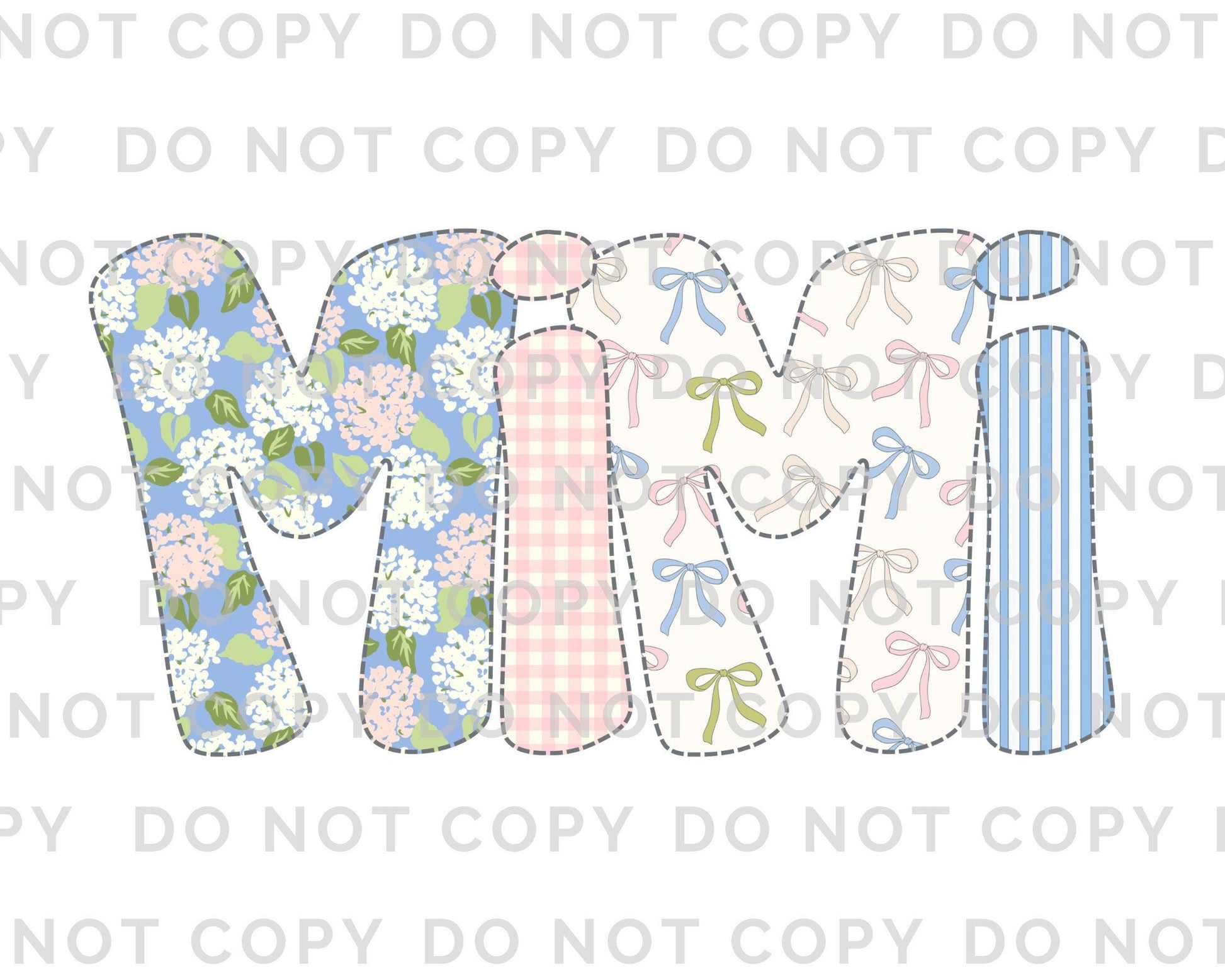 Faux Quilted Coquette Mimi DTF Transfer, Ready to Press, T-shirt Transfer, Heat Transfer, Direct to Film, Spring, Girly, Floral Mother's Day