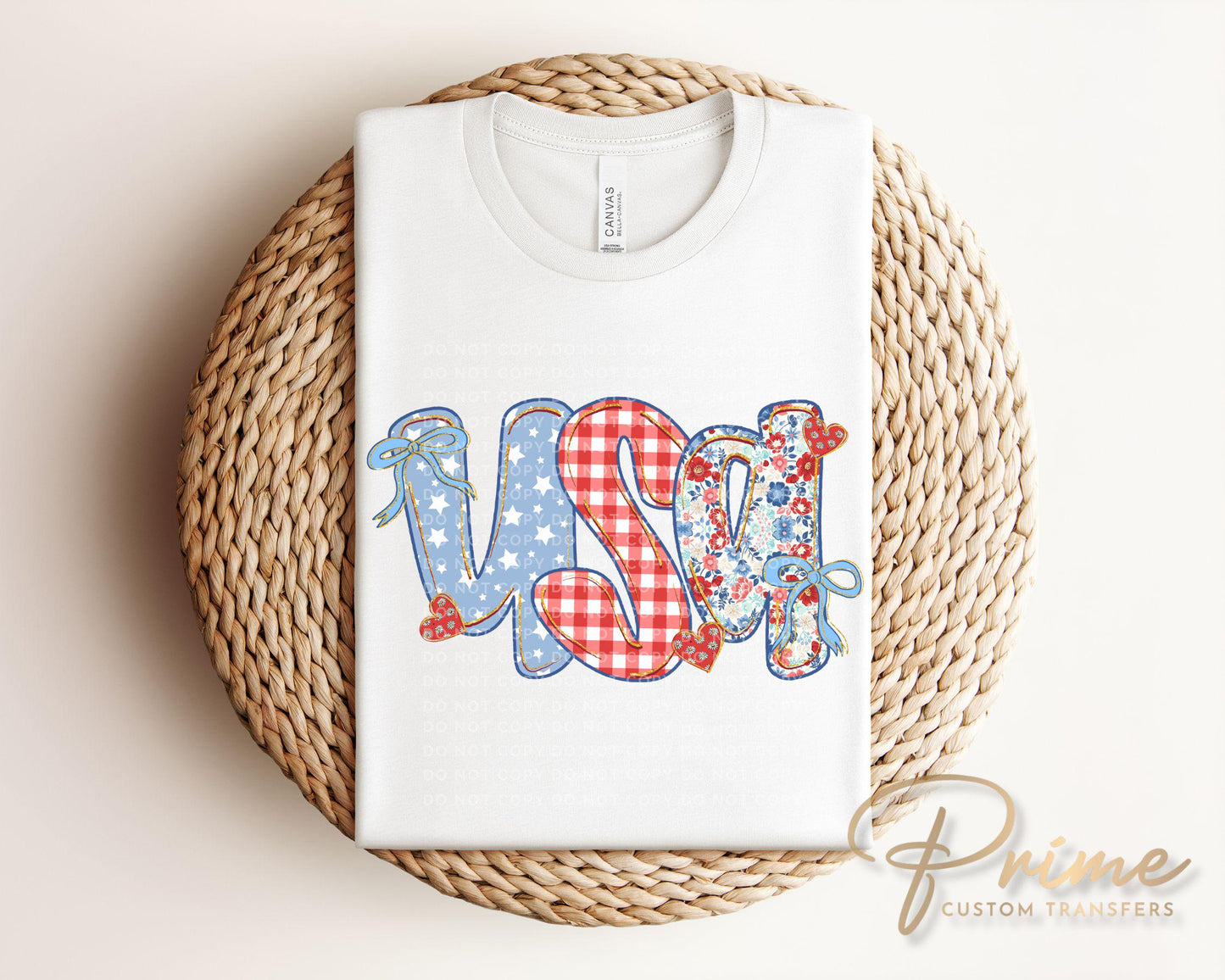 Coquette 4th of July DTF Transfers, Ready to Press, T-shirt Transfers, Sublimation, Direct to Film, Ribbon, Bows, USA Floral Coquette