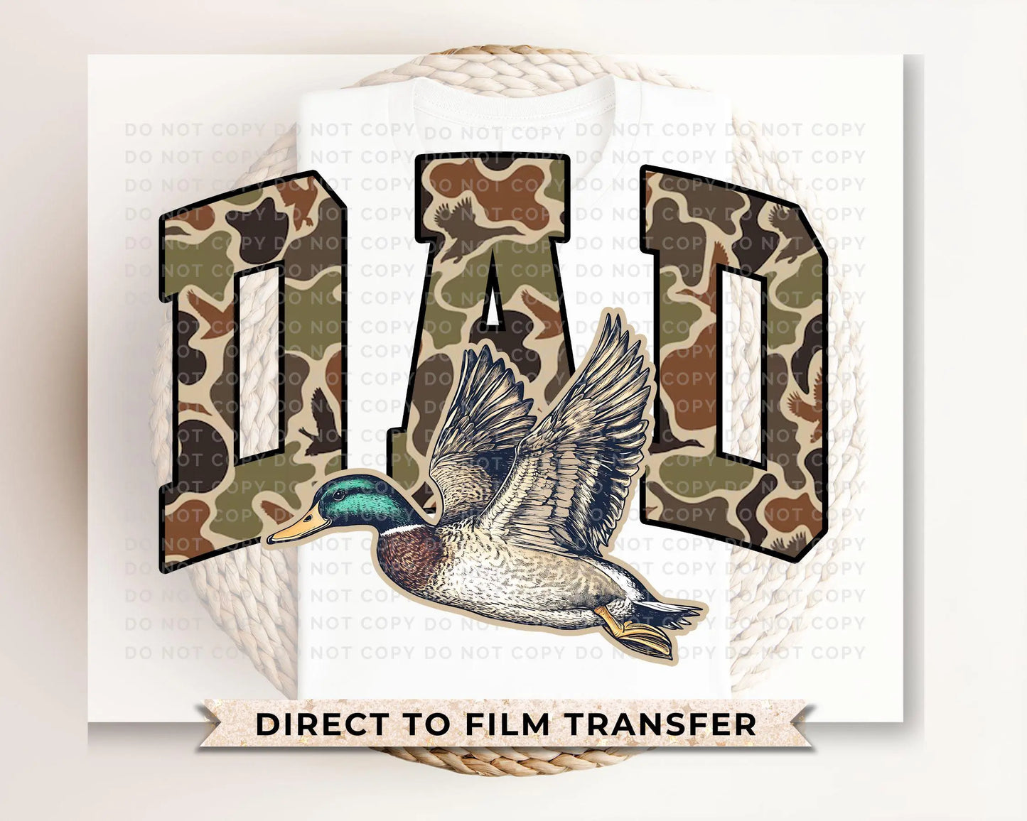 Father's Day DTF Transfer, Ready to Press, T-shirt Transfers, Sublimation, Direct to Film, Gift for Dad, Mallard Duck, Hunting Shirt