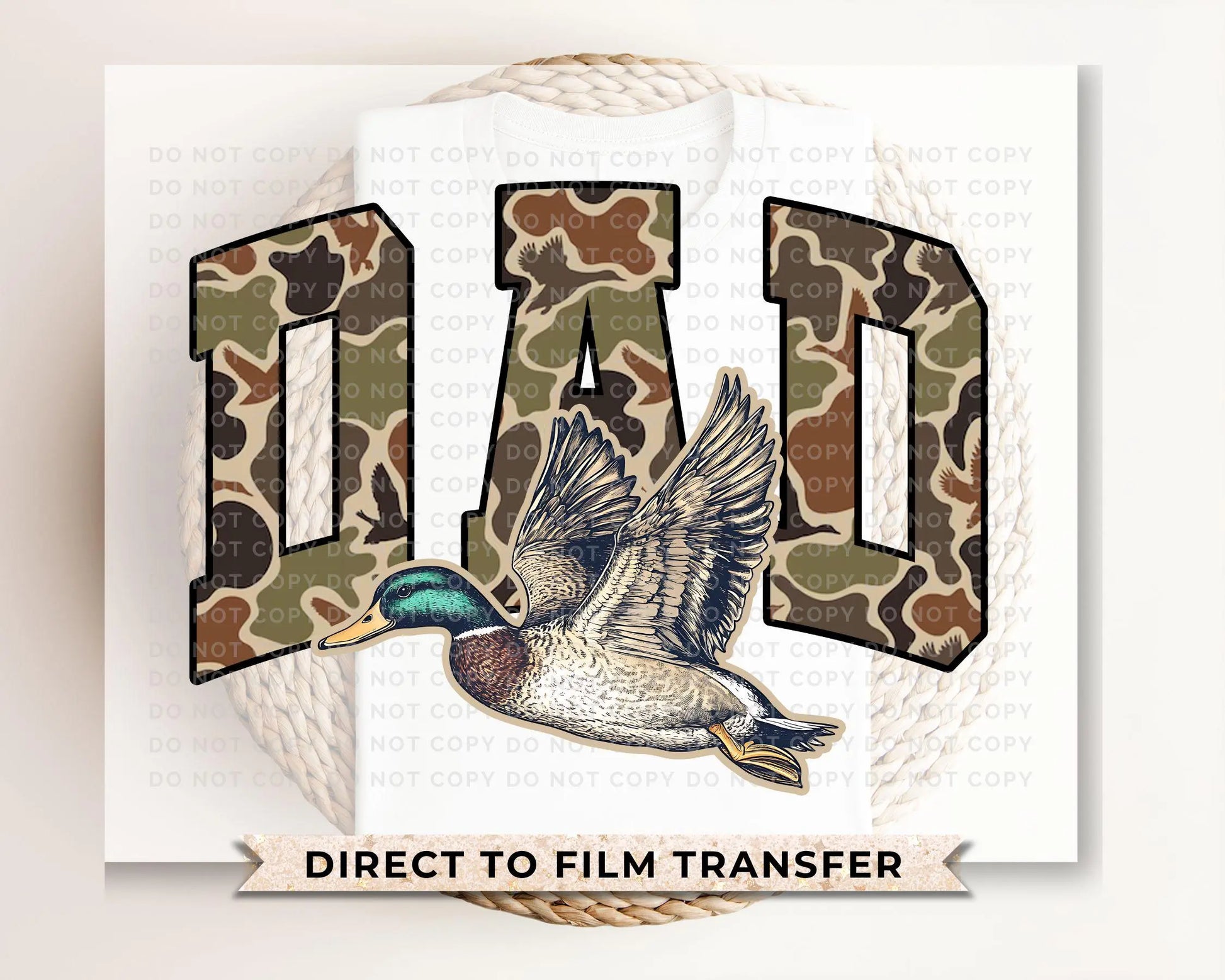 Father's Day DTF Transfer, Ready to Press, T-shirt Transfers, Sublimation, Direct to Film, Gift for Dad, Mallard Duck, Hunting Shirt