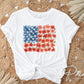 4th of July DTF Transfer, Ready to Press, T-shirt Transfer, Heat Transfer, Direct to Film, Sublimation, Flower Brushstroke American Flag