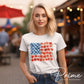 4th of July DTF Transfer, Ready to Press, T-shirt Transfer, Heat Transfer, Direct to Film, Sublimation, Flower Brushstroke American Flag