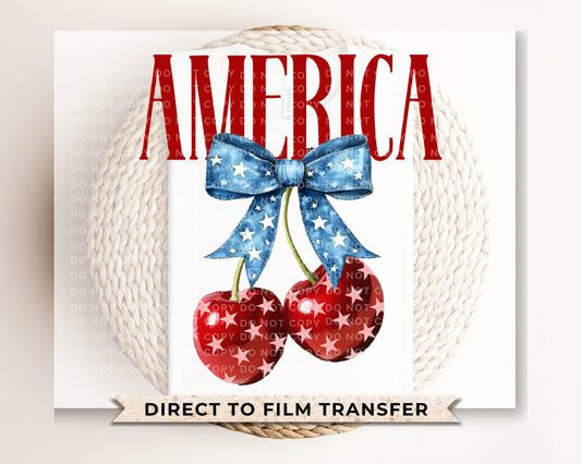 4th of July DTF Transfers, Ready to Press, T-shirt Transfers, Sublimation, Direct to Film, Memorial Day, Coquette Bows, American Cherries
