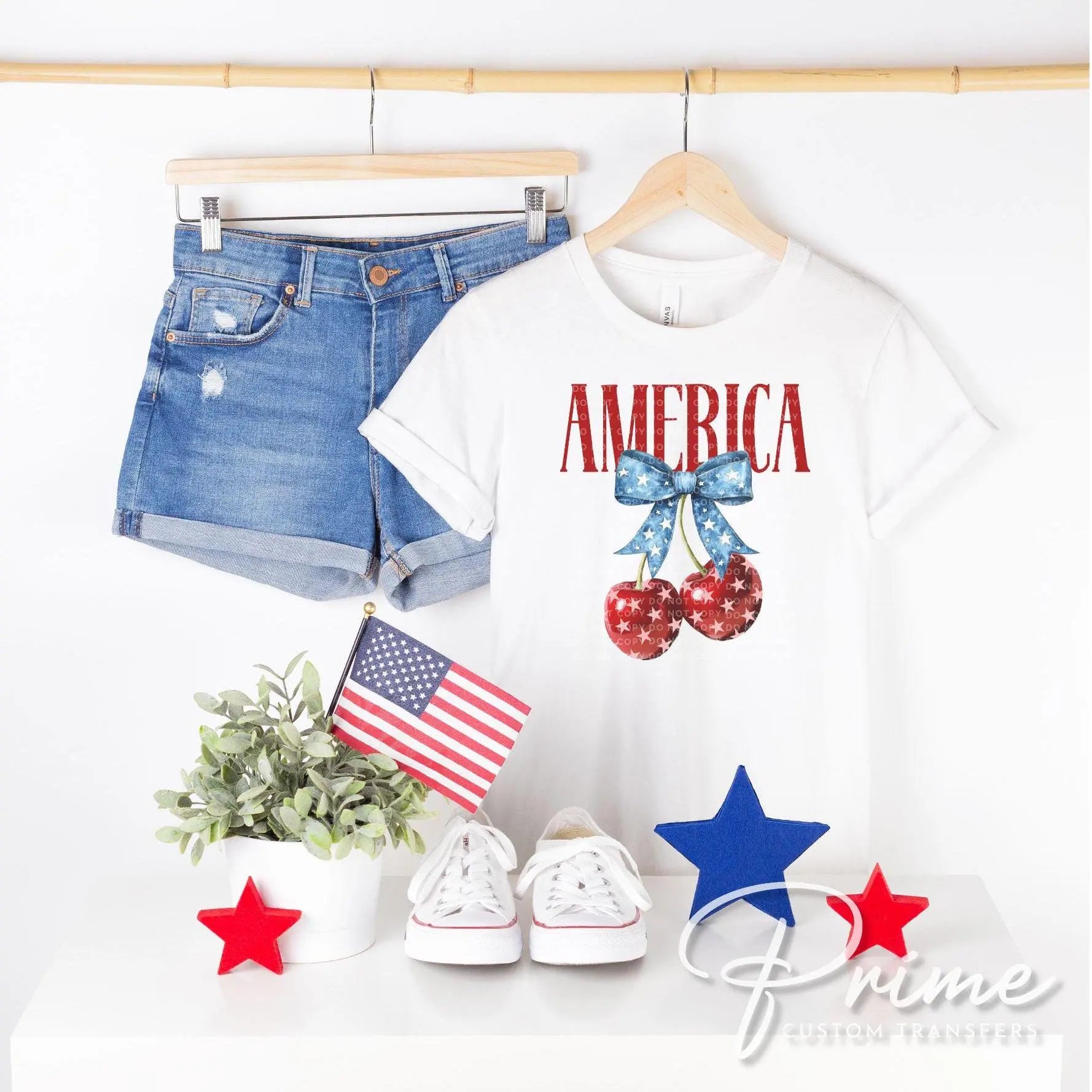 4th of July DTF Transfers, Ready to Press, T-shirt Transfers, Sublimation, Direct to Film, Memorial Day, Coquette Bows, American Cherries