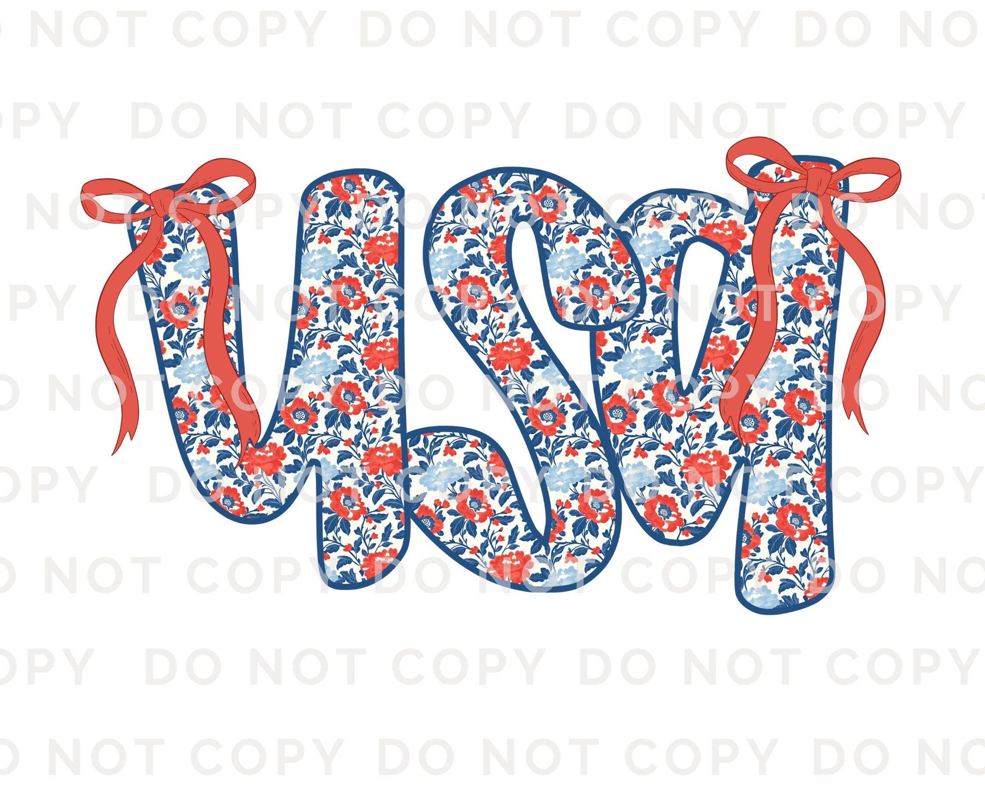 Coquette 4th of July DTF Transfers, Ready to Press, T-shirt Transfers, Sublimation, Direct to Film, USA, Ribbon, Bows, USA Floral Coquette