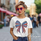 4th of July DTF Transfers, Ready to Press, T-shirt Transfers, Heat Transfer, Direct to Film, Memorial Day, USA, Faux Rhinestone Coquette Bow