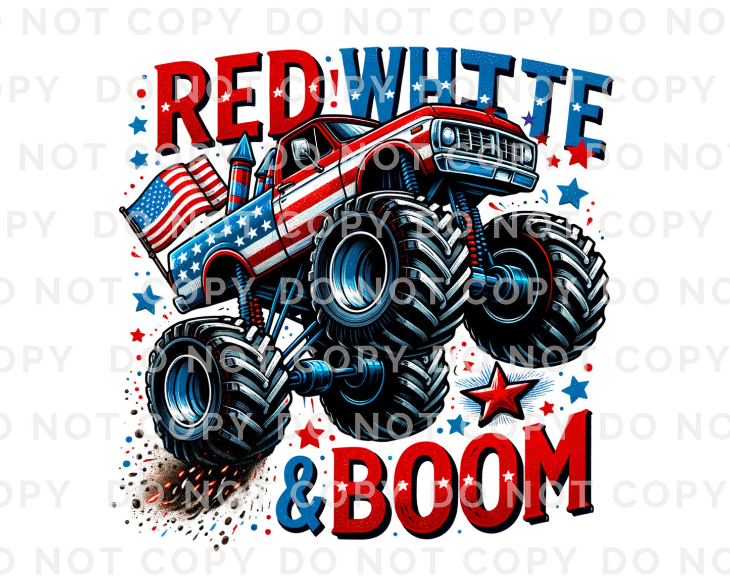 4th of July DTF Transfers, Ready to Press, T-shirt Transfers, Heat Transfer, Direct to Film, Memorial Day, Patriotic, America, Monster Truck