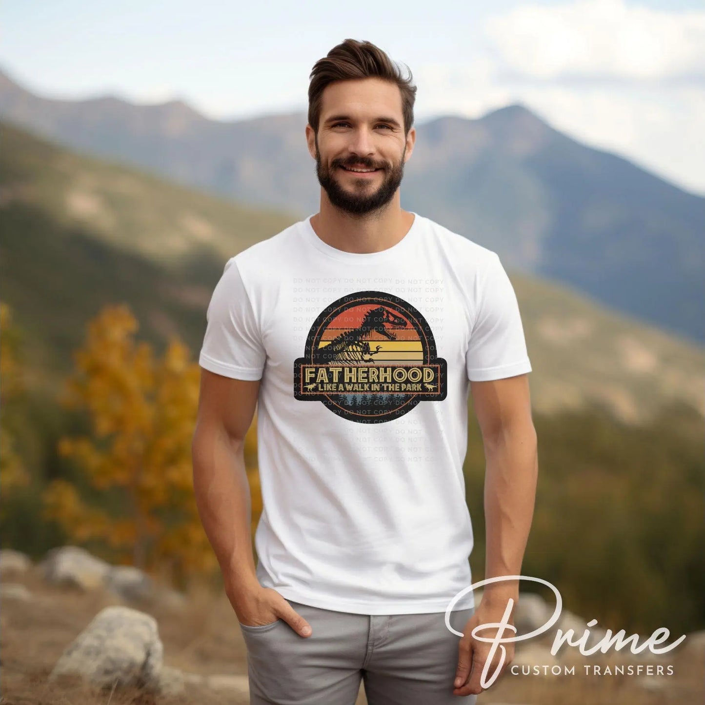 Father's Day DTF Transfer, Ready to Press, T-shirt Transfers, Heat Transfer, Direct to Film, Gift for Dad, Fatherhood, Dinosaur, Funny Shirt