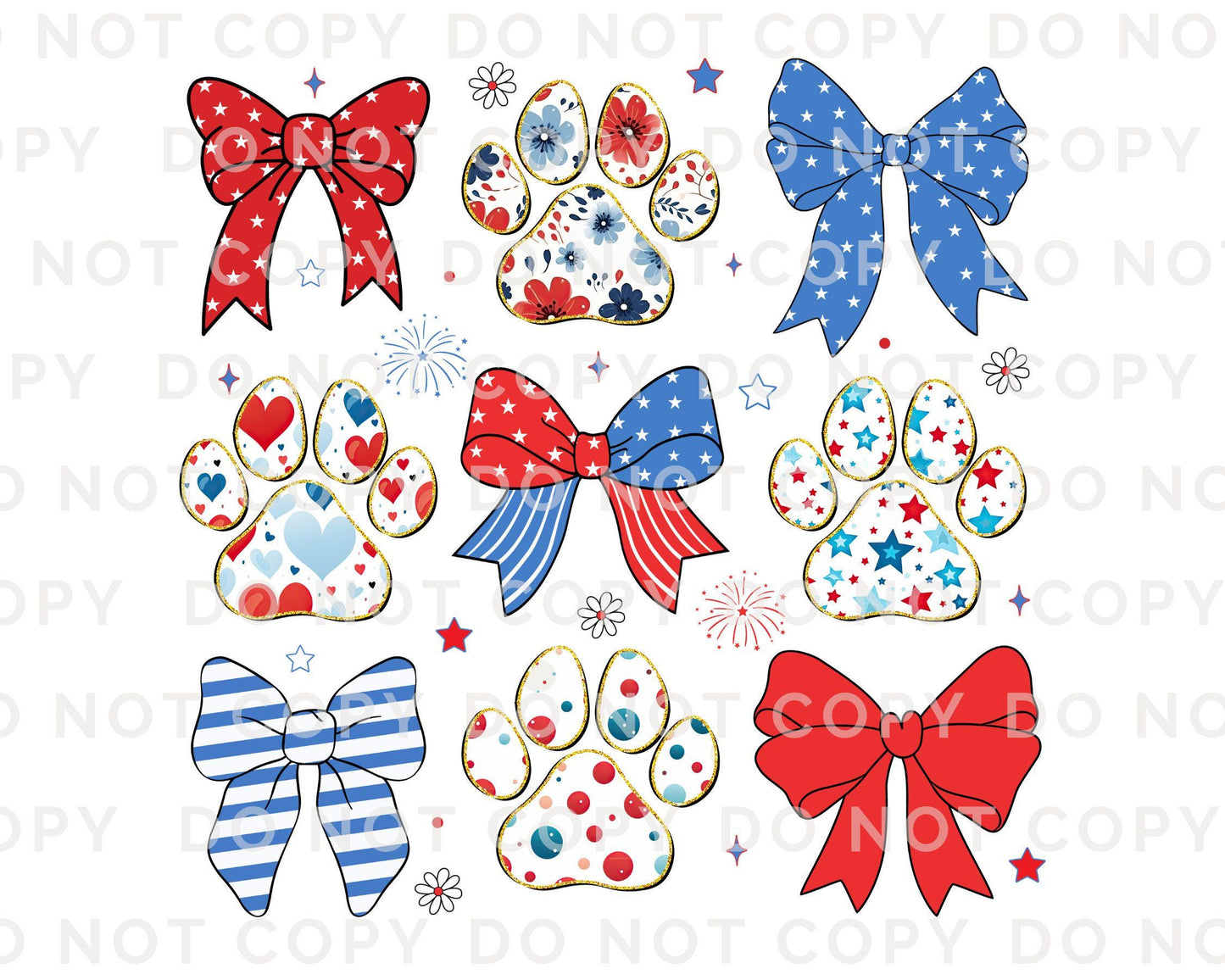 4th of July DTF Transfer, Ready to Press, T-shirt Transfer, Sublimation, Direct to Film, Pets Patriotic, America Flag, Coquette Dog Paws