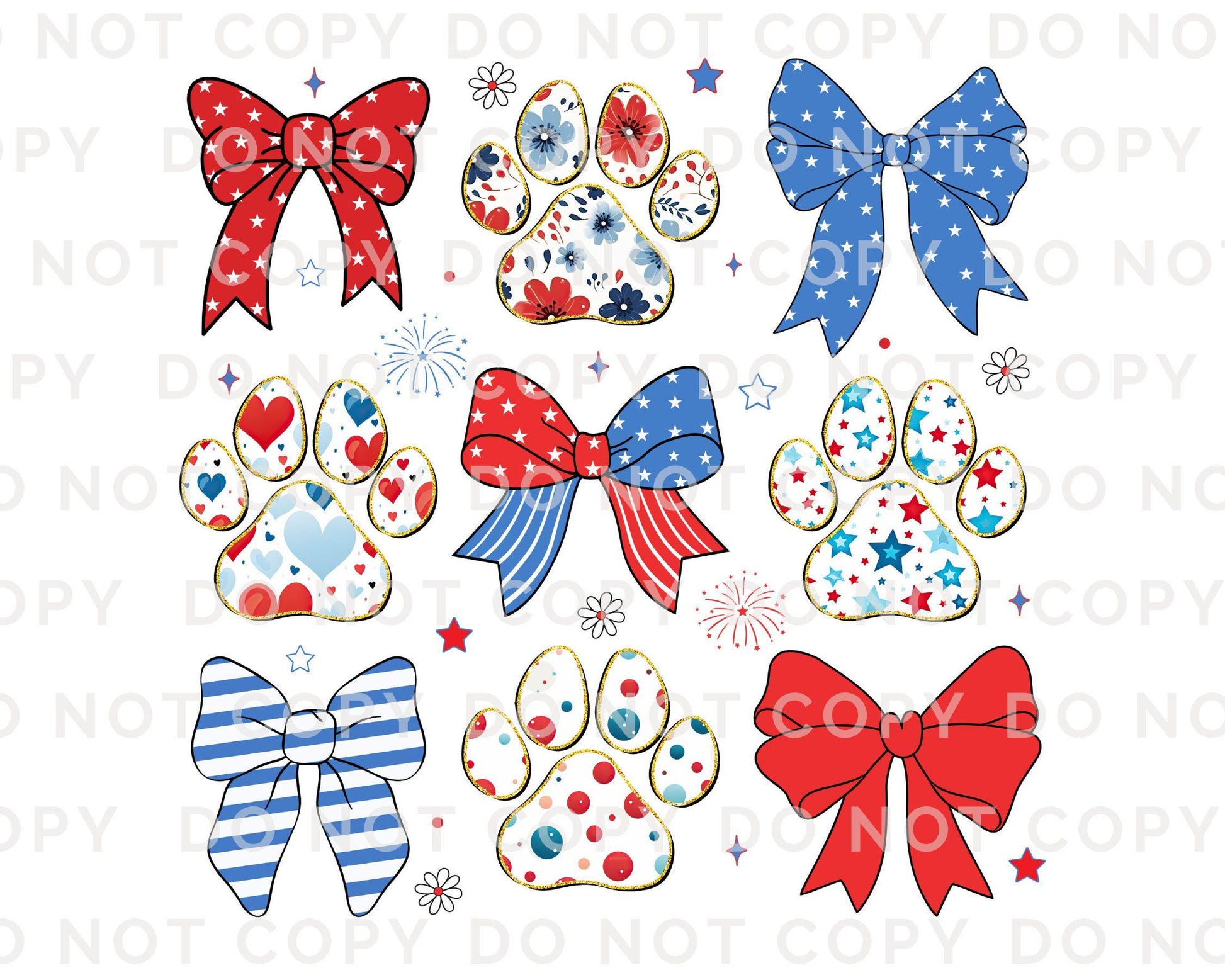 4th of July DTF Transfer, Ready to Press, T-shirt Transfer, Sublimation, Direct to Film, Pets Patriotic, America Flag, Coquette Dog Paws