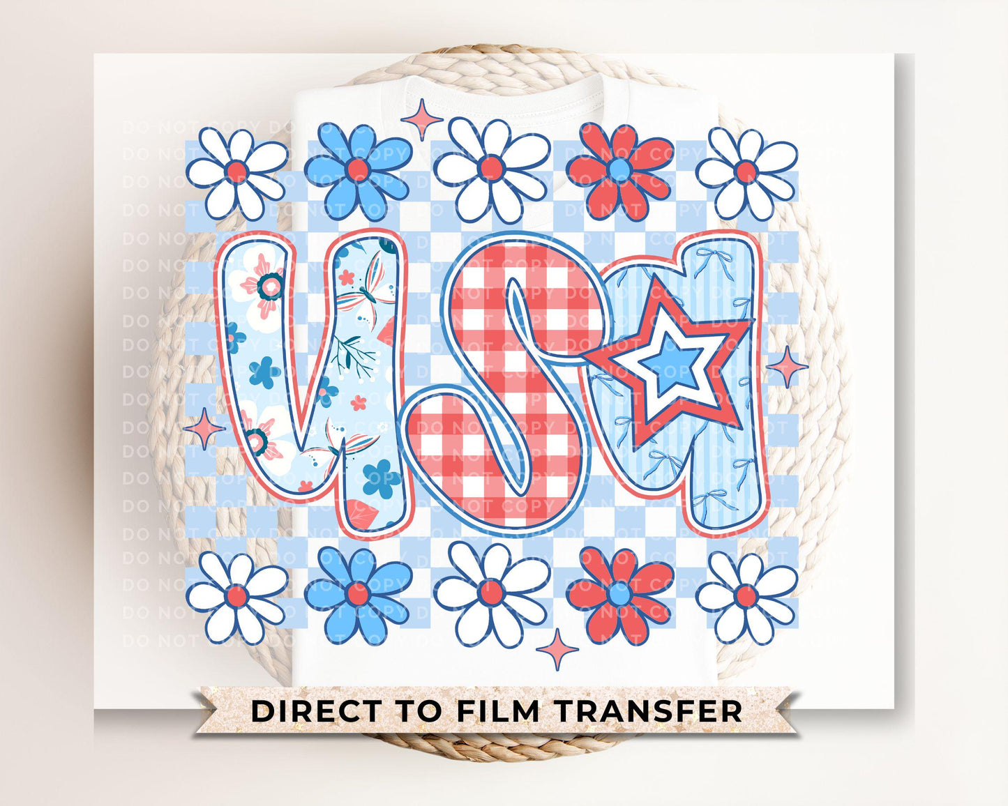 4th of July DTF Transfers, Ready to Press, T-shirt Transfers, Heat Transfer, Direct to Film, Memorial Day, Patriotic, America, Preppy USA