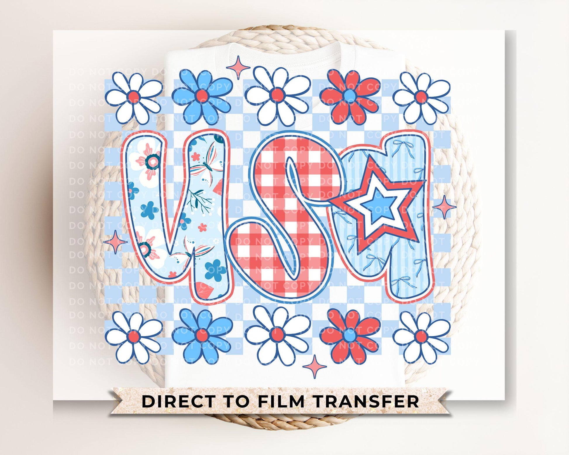 4th of July DTF Transfers, Ready to Press, T-shirt Transfers, Heat Transfer, Direct to Film, Memorial Day, Patriotic, America, Preppy USA
