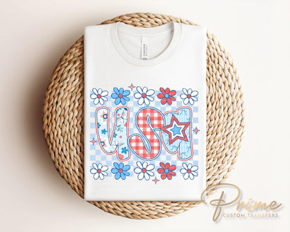 4th of July DTF Transfers, Ready to Press, T-shirt Transfers, Heat Transfer, Direct to Film, Memorial Day, Patriotic, America, Preppy USA