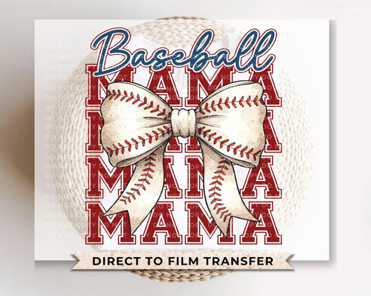 Baseball Mama DTF Transfer, Ready to Press, T-shirt Transfer, Heat Transfer, Direct to Film, Sport Mama, Game Day Shirt, Coquette Bow