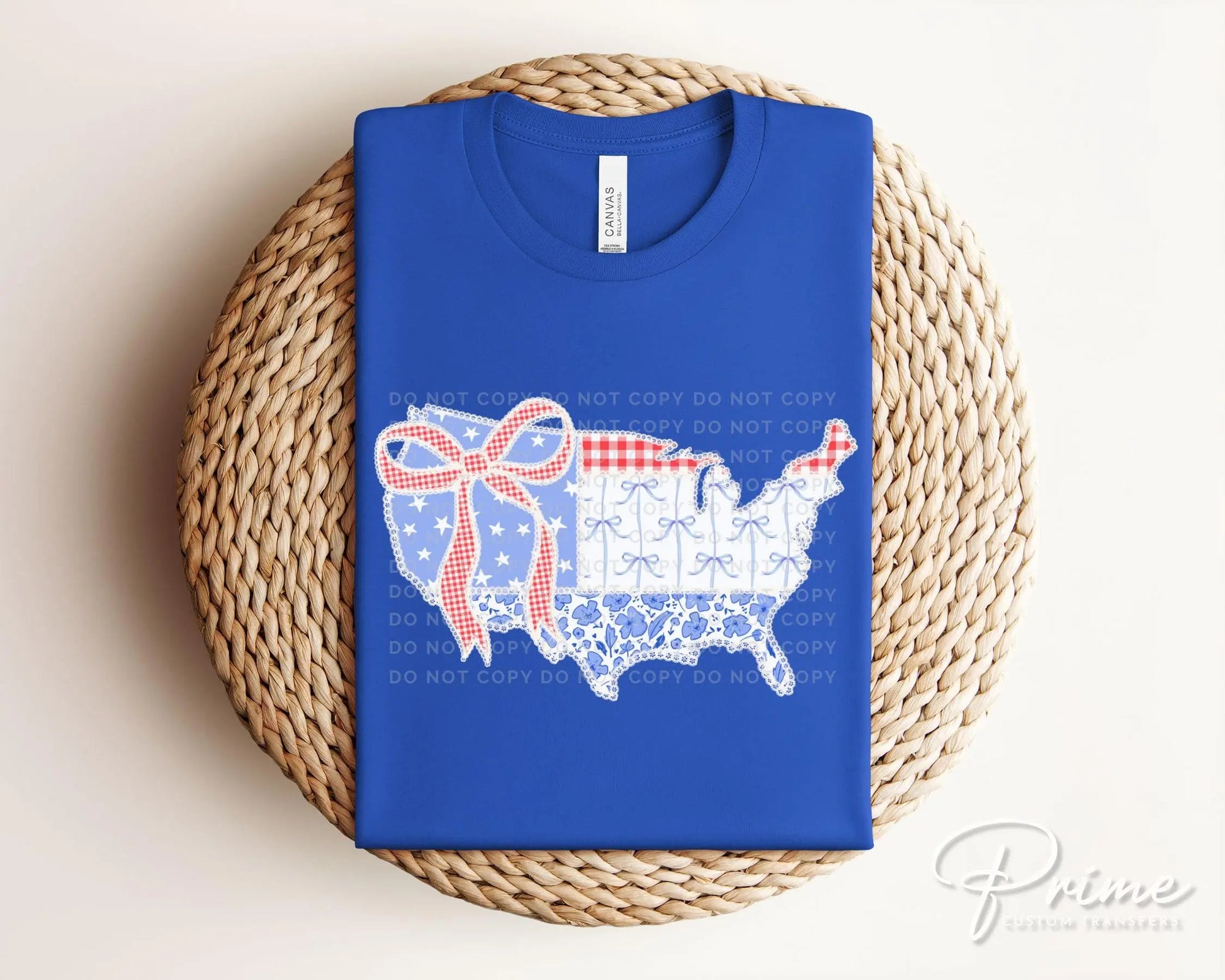Coquette 4th of July DTF Transfers, Ready to Press, T-shirt Transfers, Heat Transfer, Direct to Film, USA, Ribbon, Bows, USA Quilted Map