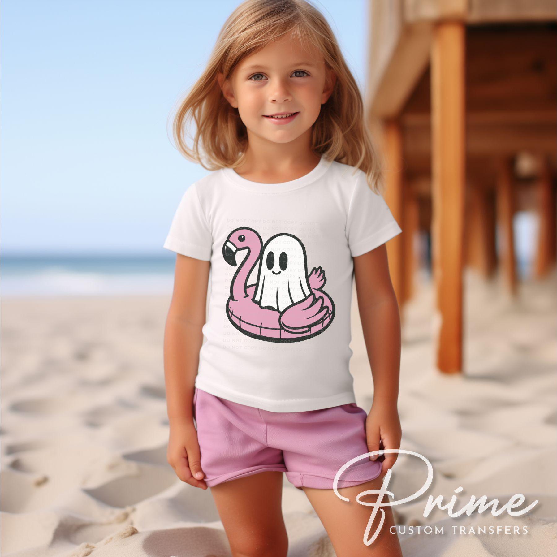 Summerween DTF Transfers, Ready to Press, T-shirt Transfers, Heat Transfer, Direct to Film, Beach, Halloween, Flamingo, Pool Floaty, Ghost
