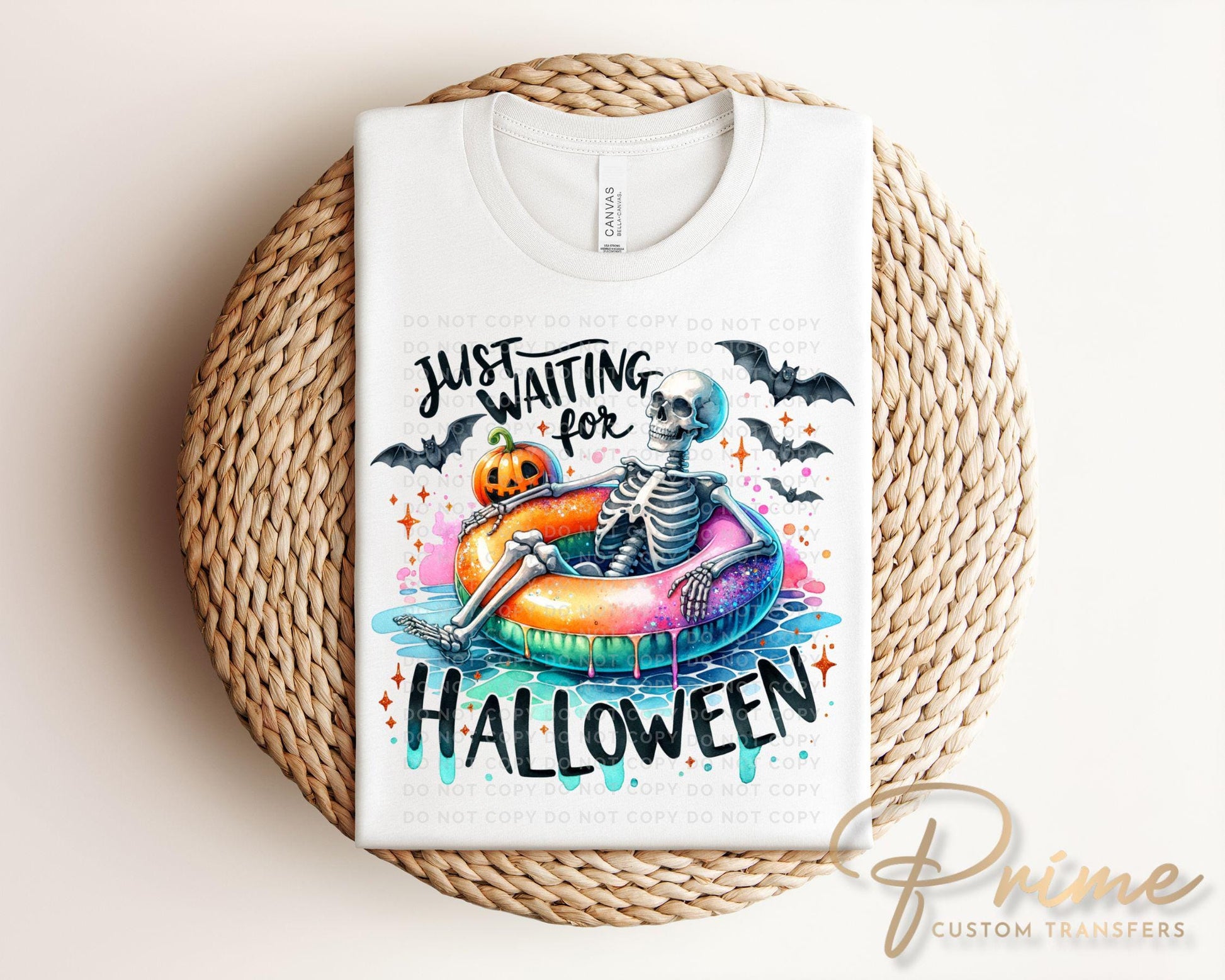 Summerween DTF Transfers, Ready to Press, T-shirt Transfers, Heat Transfer, Direct to Film, Beach, Halloween, Pool Floaty, Skull, Skeleton