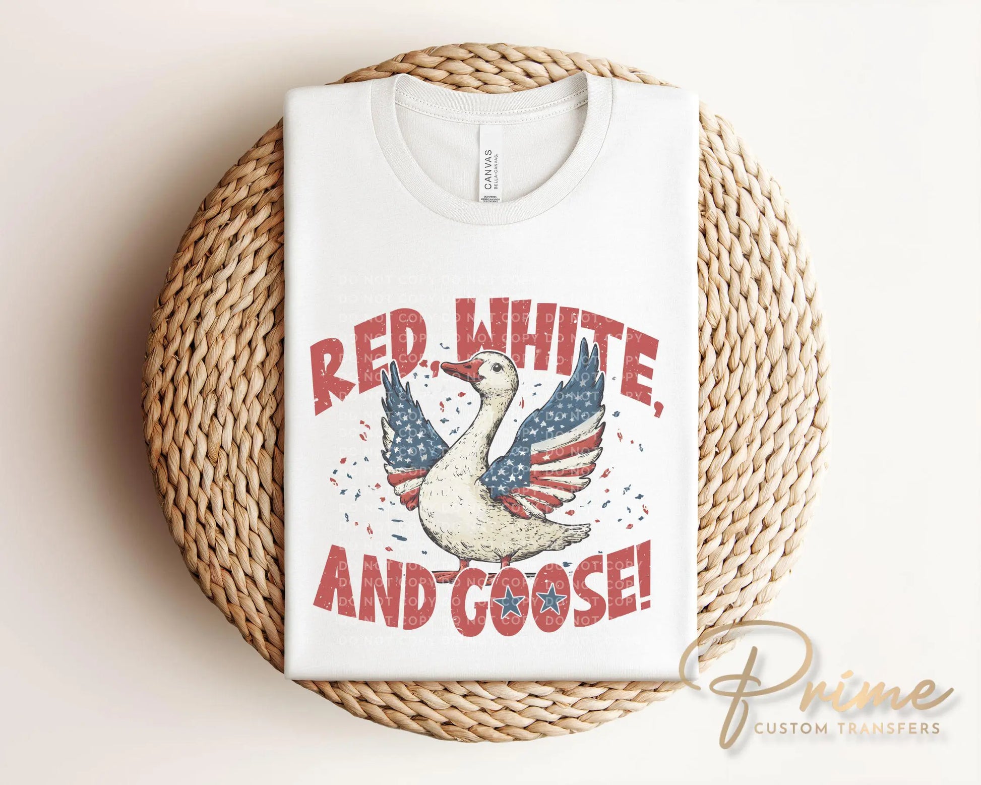 4th of July DTF Transfers, Ready to Press, T-shirt Transfers, Heat Transfer, Direct to Film, Patriotic Shirt, Summer, Red, White and Goose