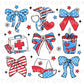4th of July DTF Transfer, Ready to Press, T-shirt Transfer, Heat Transfer, Direct to Film, Holiday, Memorial Day, Nurse Gift, Coquette Nurse