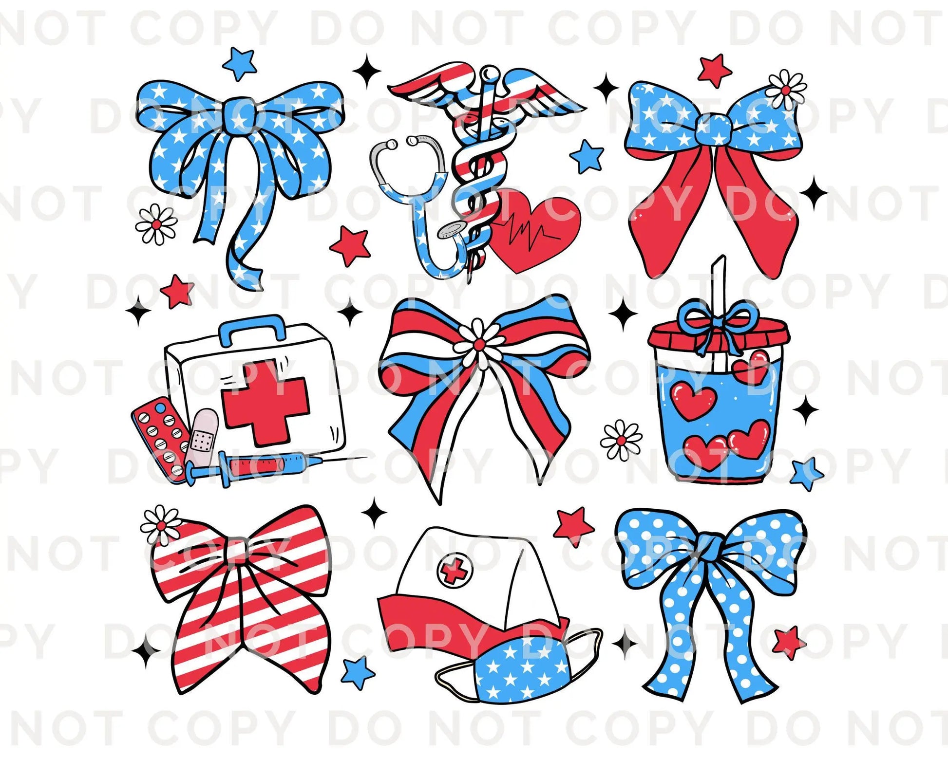 4th of July DTF Transfer, Ready to Press, T-shirt Transfer, Heat Transfer, Direct to Film, Holiday, Memorial Day, Nurse Gift, Coquette Nurse