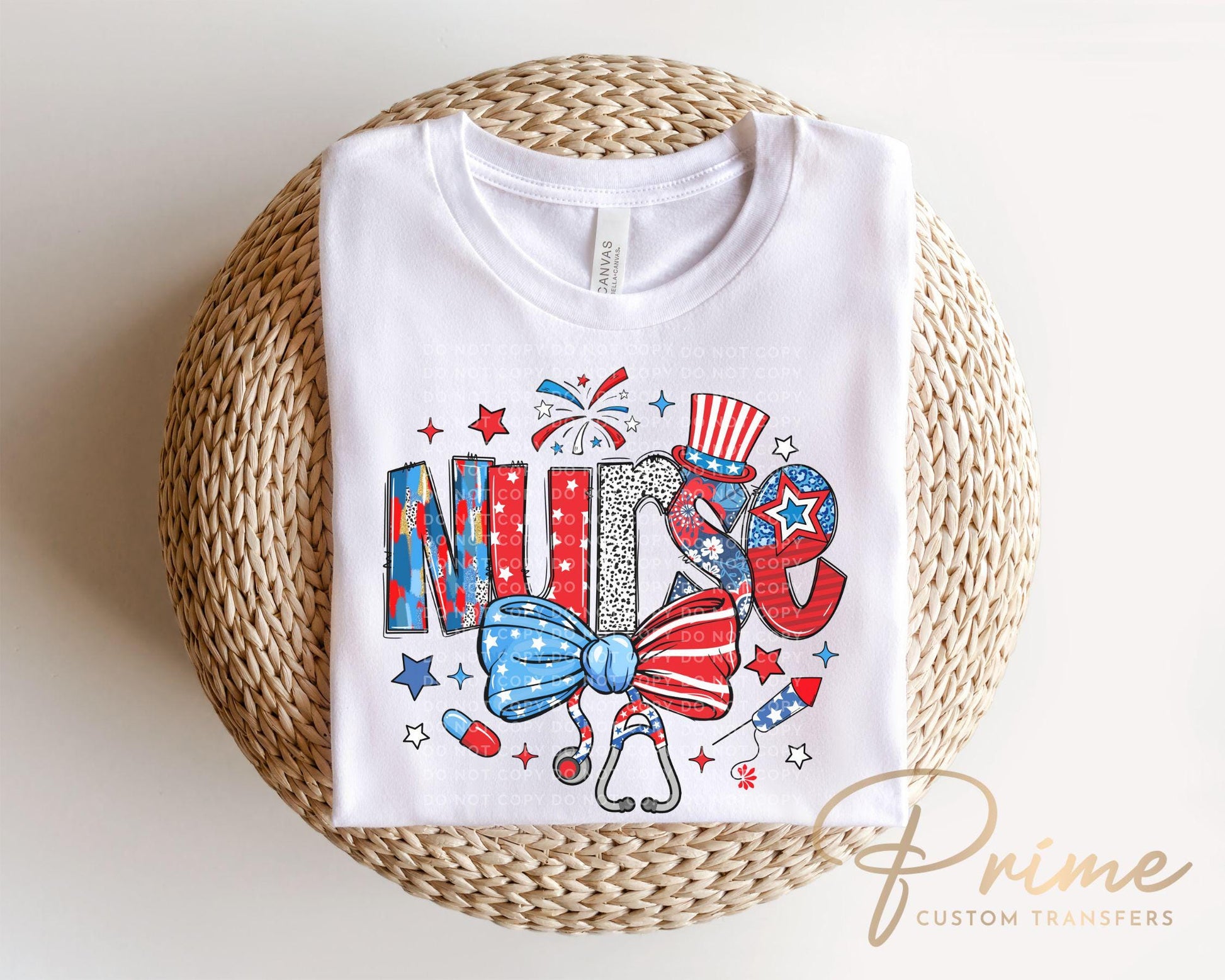 4th of July DTF Transfer, Ready to Press, T-shirt Transfer, Heat Transfer, Direct to Film, Holiday, Memorial Day, Nurse Gift, Coquette Nurse