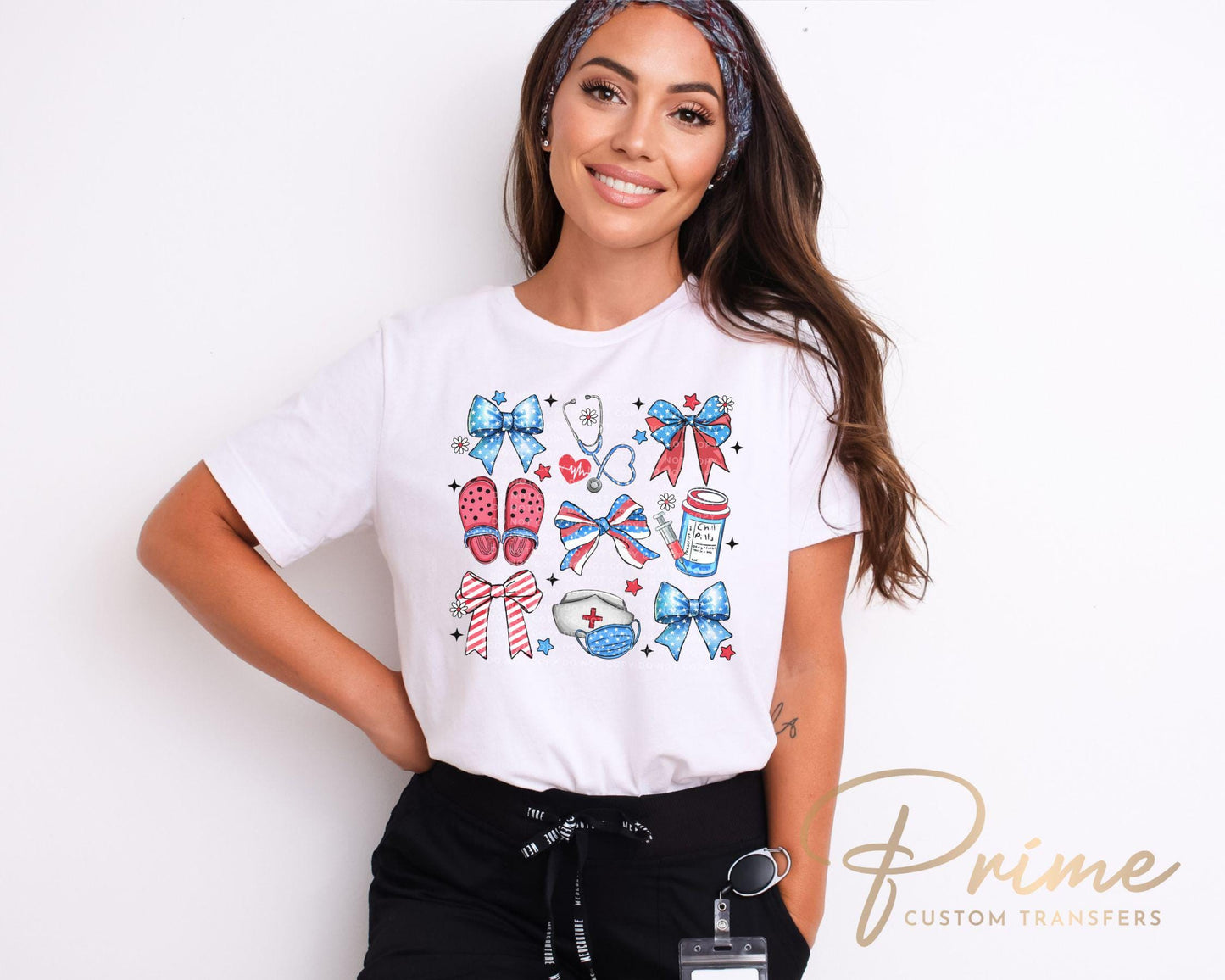 4th of July DTF Transfer, Ready to Press, T-shirt Transfer, Heat Transfer, Direct to Film, Holiday, Memorial Day, Nurse Gift, Coquette Nurse