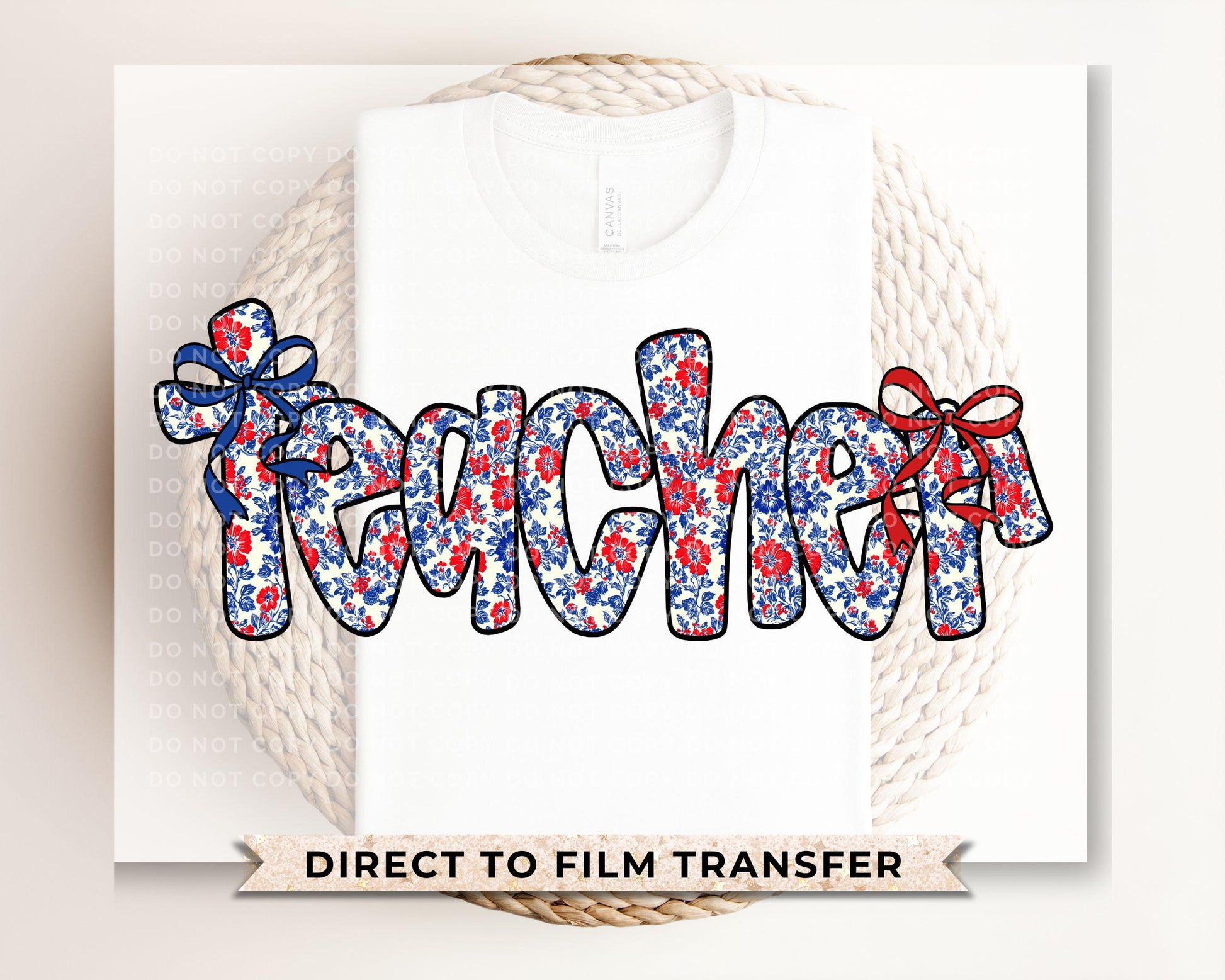 4th of July DTF Transfer, Ready to Press, T-shirt Transfer, Heat Transfer, Direct to Film, Preschool, Gift for Teacher, Floral Coquette