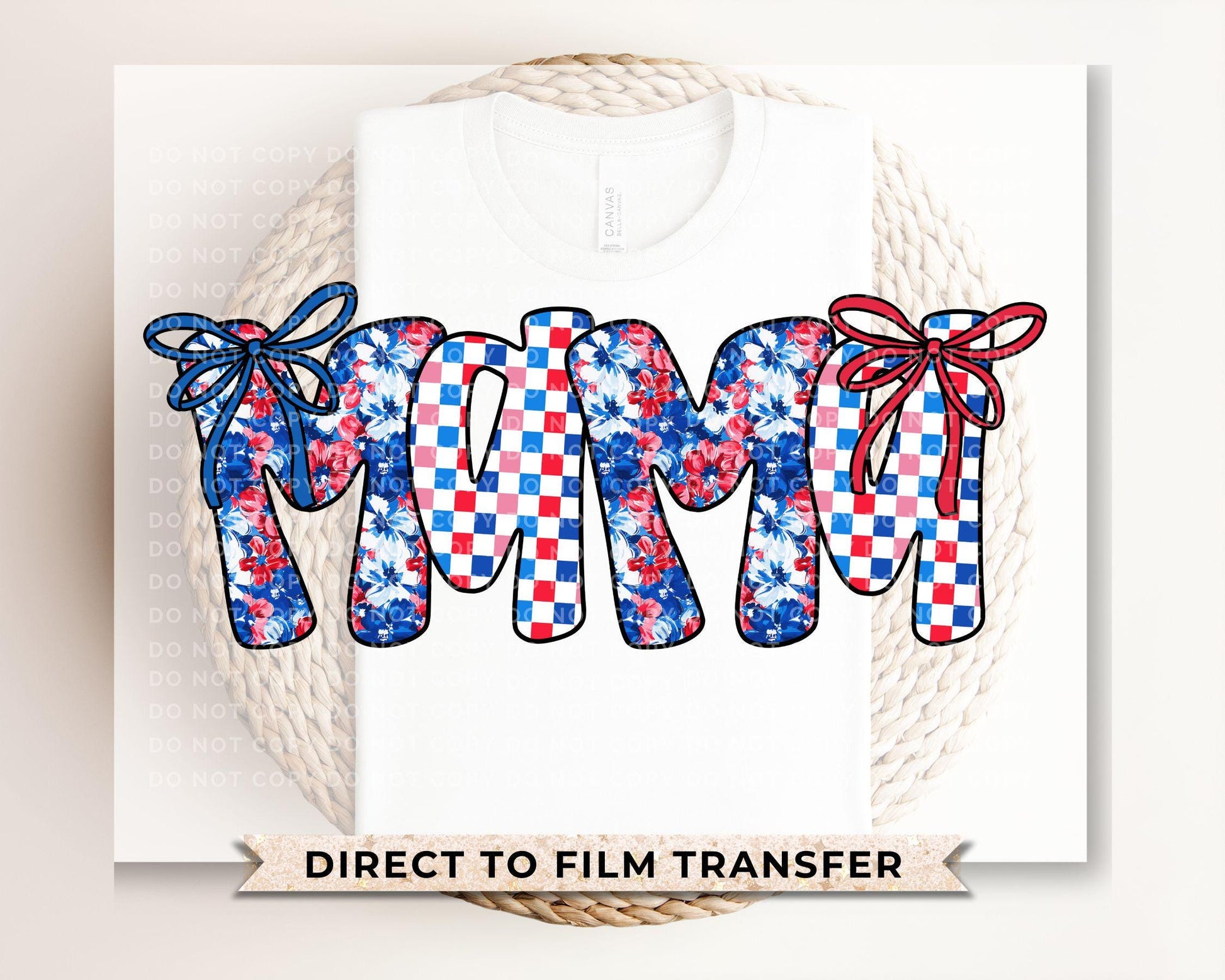 4th of July DTF Transfer, Ready to Press, T-shirt Transfer, Heat Transfer, Direct to Film, Memorial Day, America, Bows, USA Coquette Mama