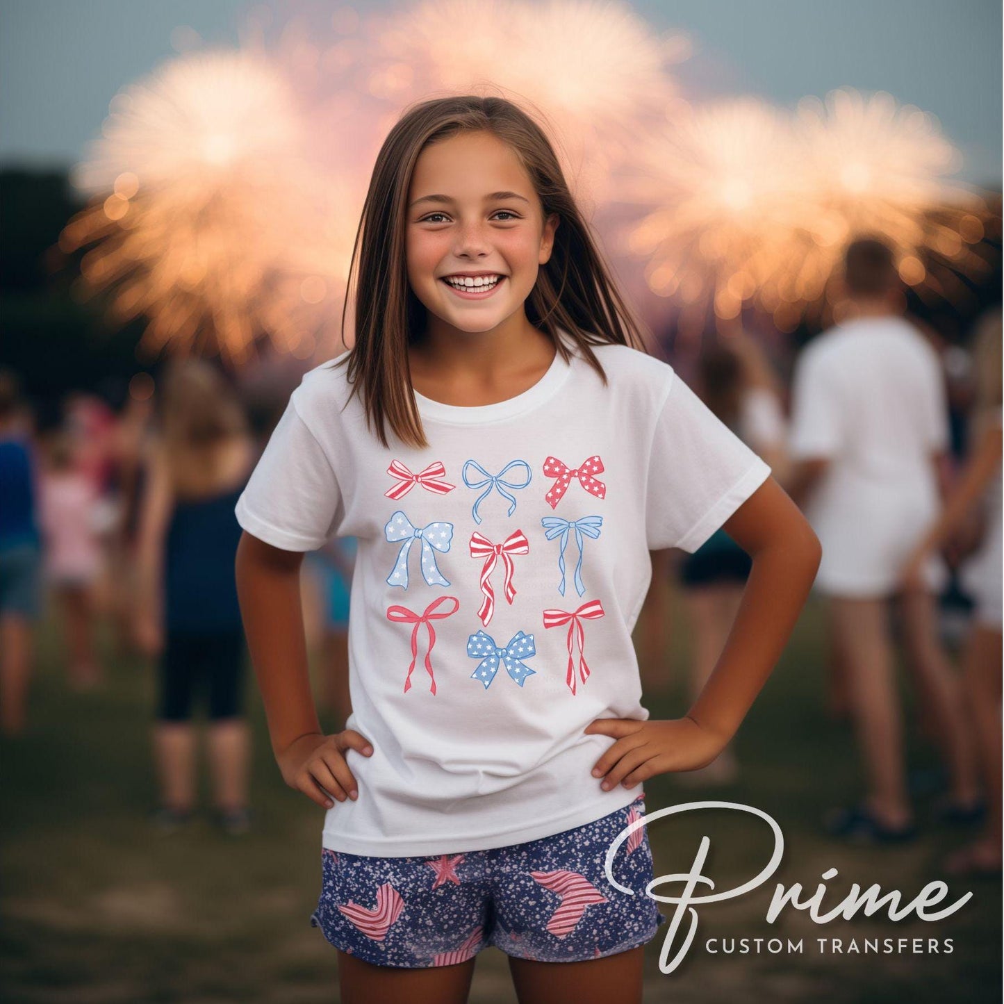 4th of July DTF Transfers, Ready to Press, T-shirt Transfers, Heat Transfer, Direct to Film, Memorial Day, Coquette Bows, Red White, Blue