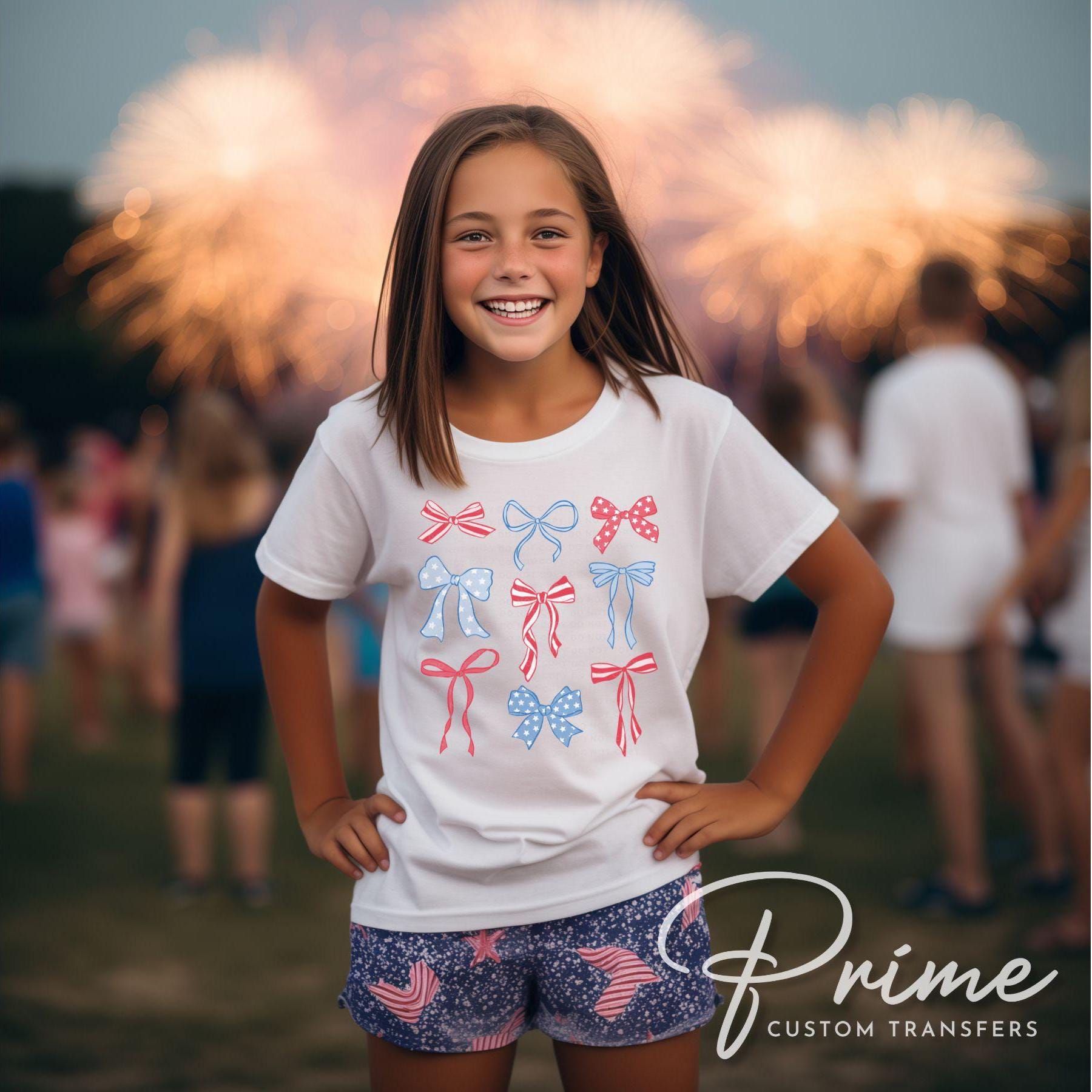 4th of July DTF Transfers, Ready to Press, T-shirt Transfers, Heat Transfer, Direct to Film, Memorial Day, Coquette Bows, Red White, Blue
