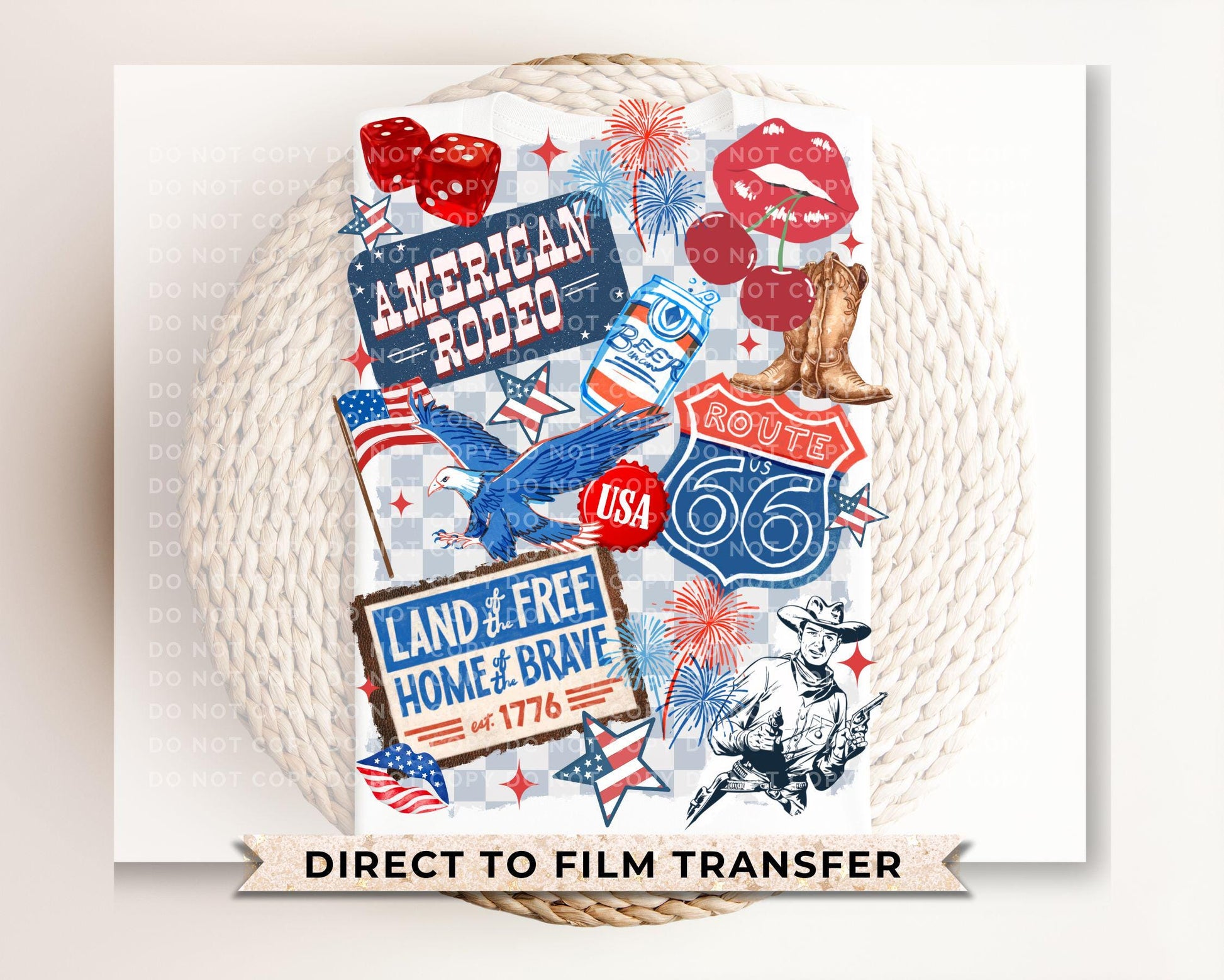 4th of July DTF Transfers, Ready to Press, T-shirt Transfers, Heat Transfer, Direct to Film, Memorial Day, Western, USA, America Collage