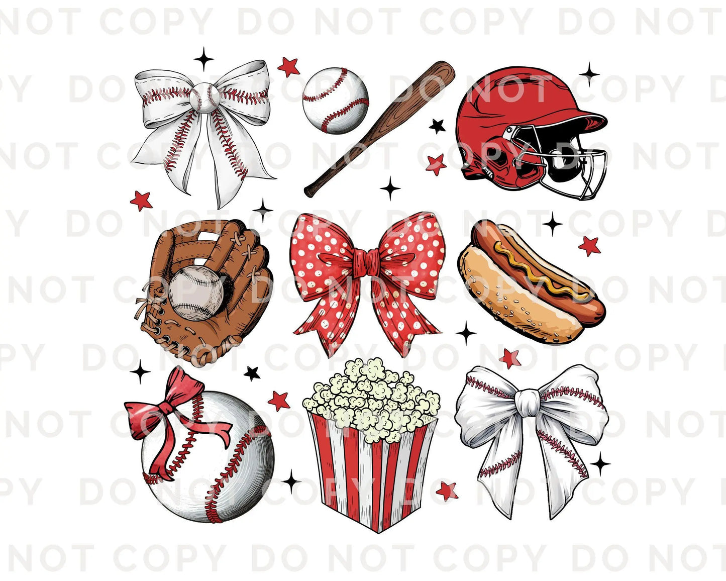 Baseball DTF Transfers, Ready to Press, T-shirt Transfers, Heat Transfer, Direct to Film, Sports Mom Shirt, Game Day, Bow, Collage, Coquette